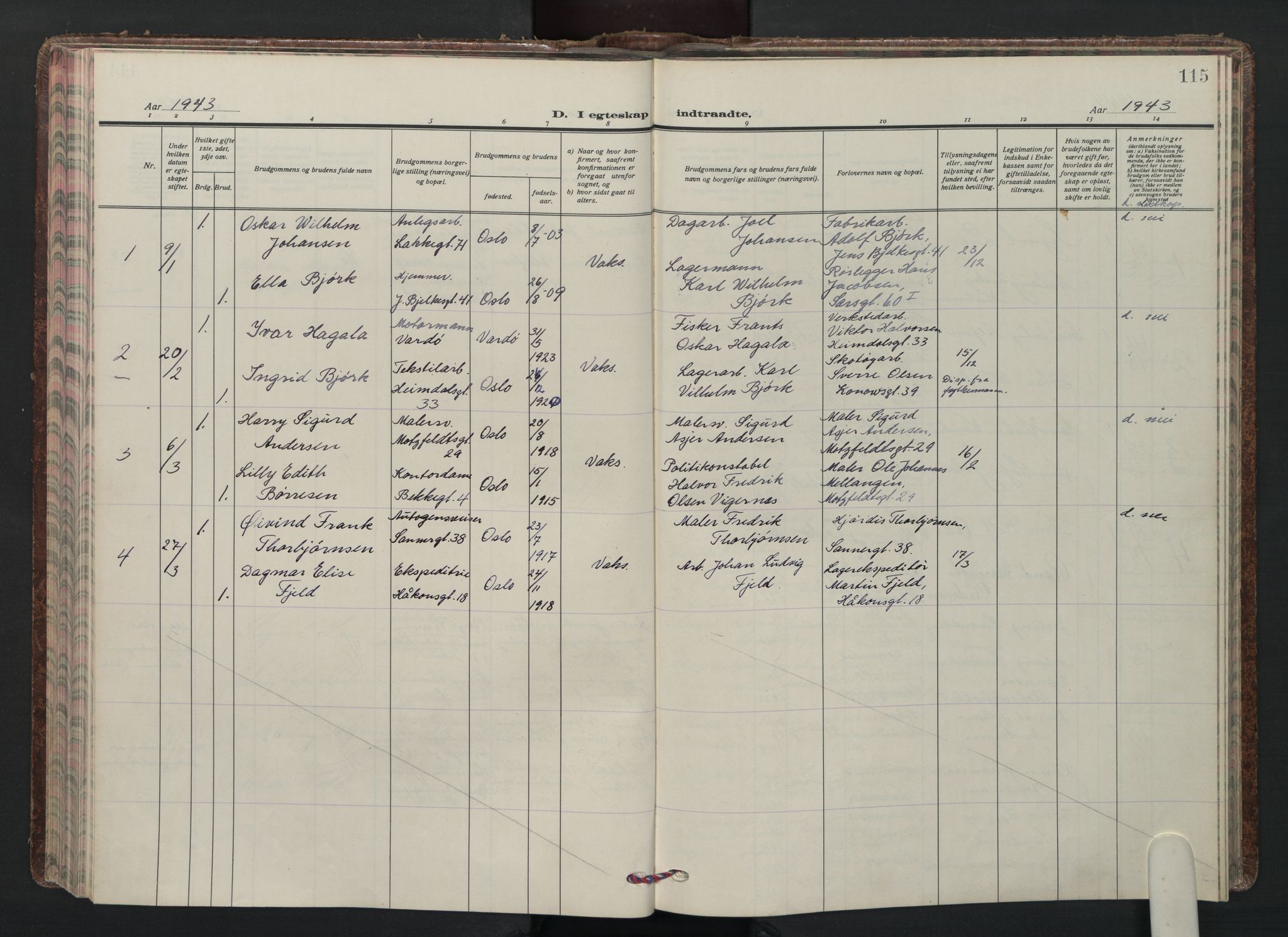 Grønland prestekontor Kirkebøker, AV/SAO-A-10848/F/Fa/L0020: Parish register (official) no. 20, 1935-1946, p. 115