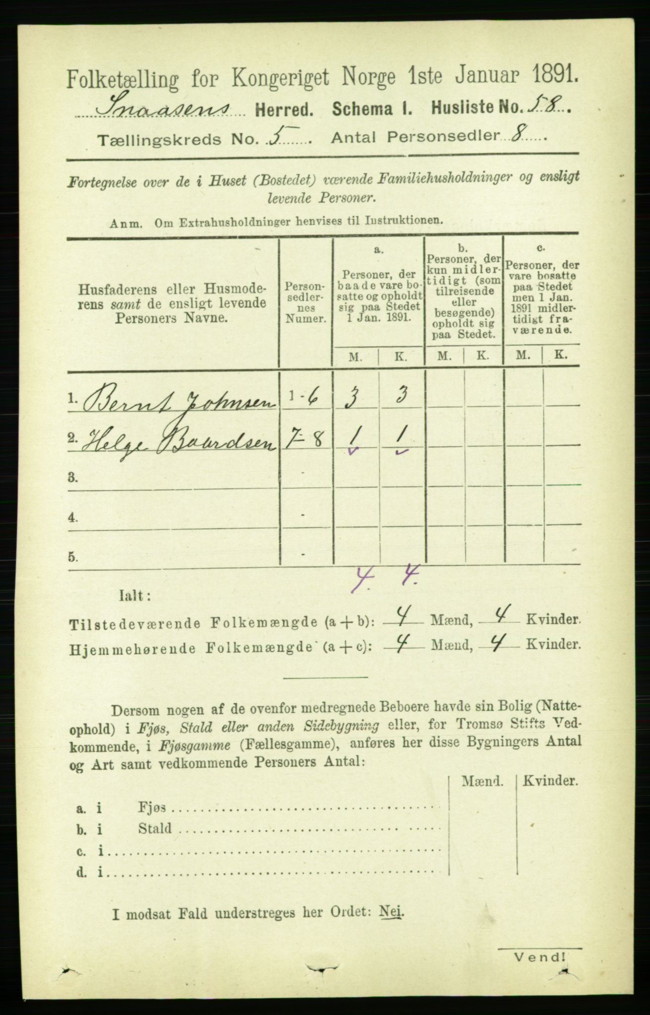 RA, 1891 census for 1736 Snåsa, 1891, p. 1471