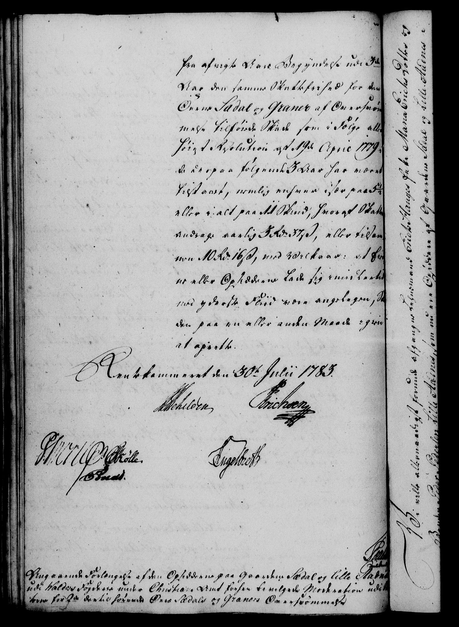 Rentekammeret, Kammerkanselliet, RA/EA-3111/G/Gf/Gfa/L0065: Norsk relasjons- og resolusjonsprotokoll (merket RK 52.65), 1783, p. 611