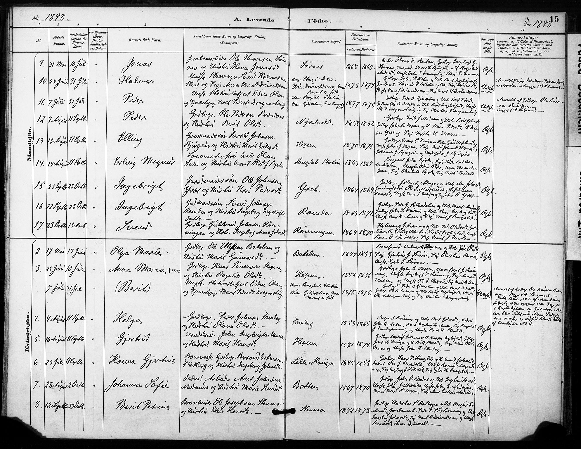 Ministerialprotokoller, klokkerbøker og fødselsregistre - Sør-Trøndelag, SAT/A-1456/685/L0973: Parish register (official) no. 685A10, 1891-1907, p. 15