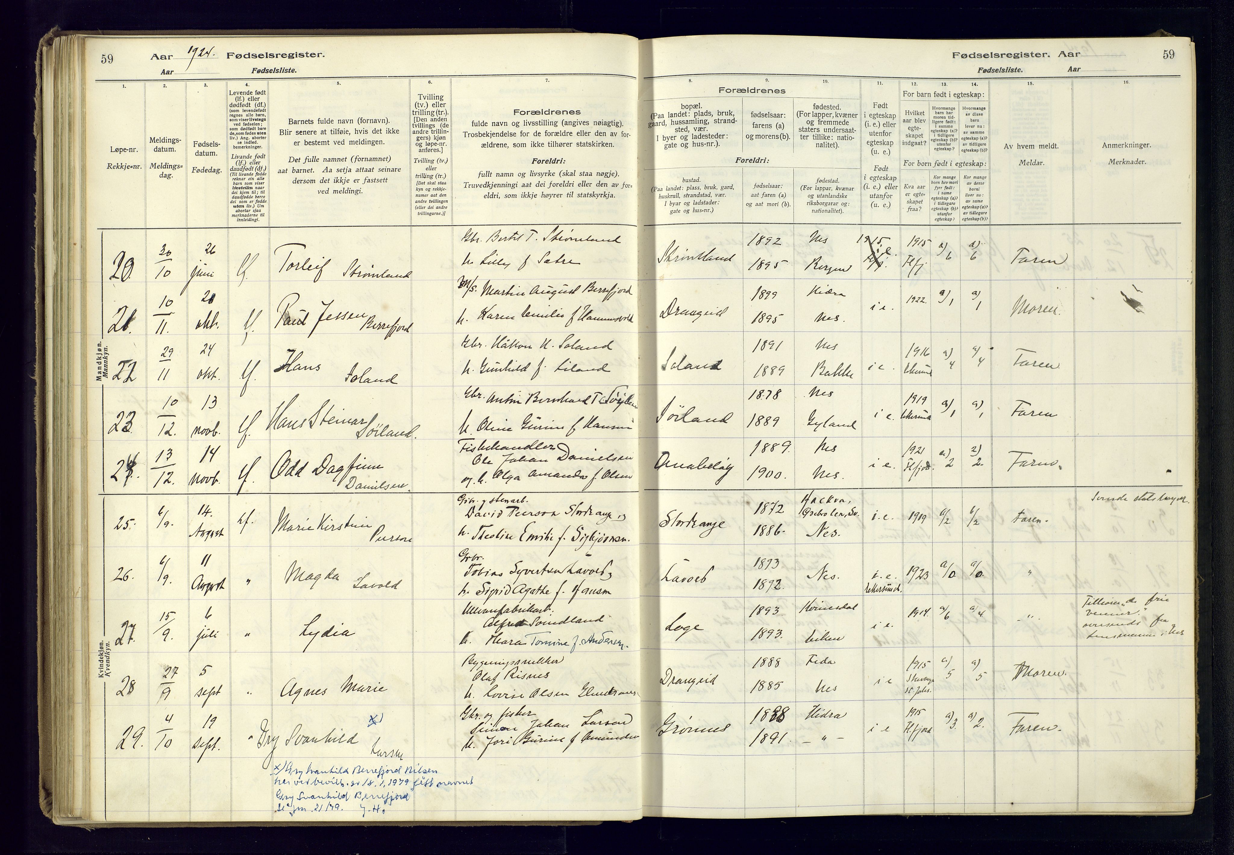 Flekkefjord sokneprestkontor, AV/SAK-1111-0012/J/Ja/L0005: Birth register no. 5, 1916-1950, p. 59