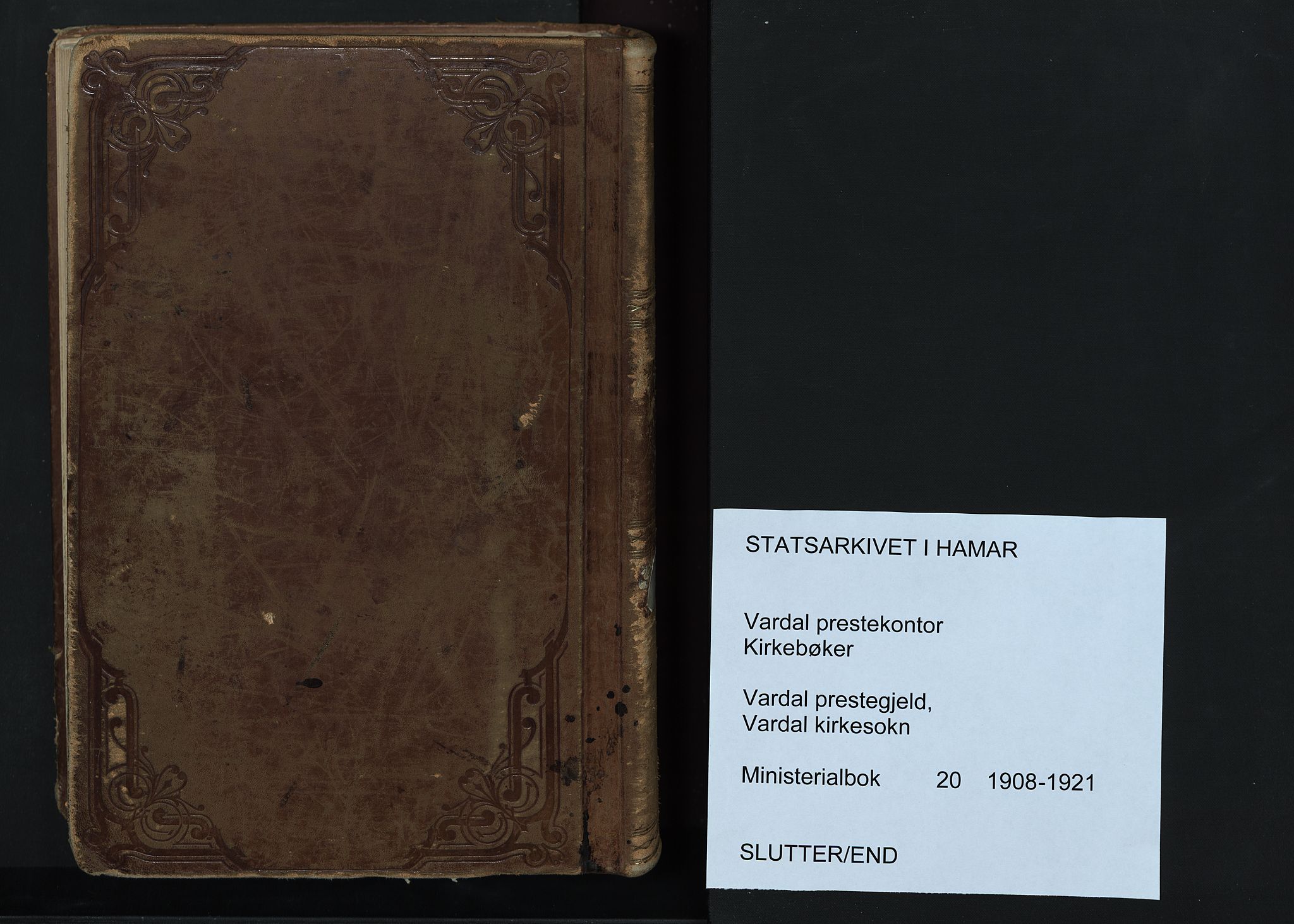 Vardal prestekontor, SAH/PREST-100/H/Ha/Haa/L0020: Parish register (official) no. 20, 1907-1921