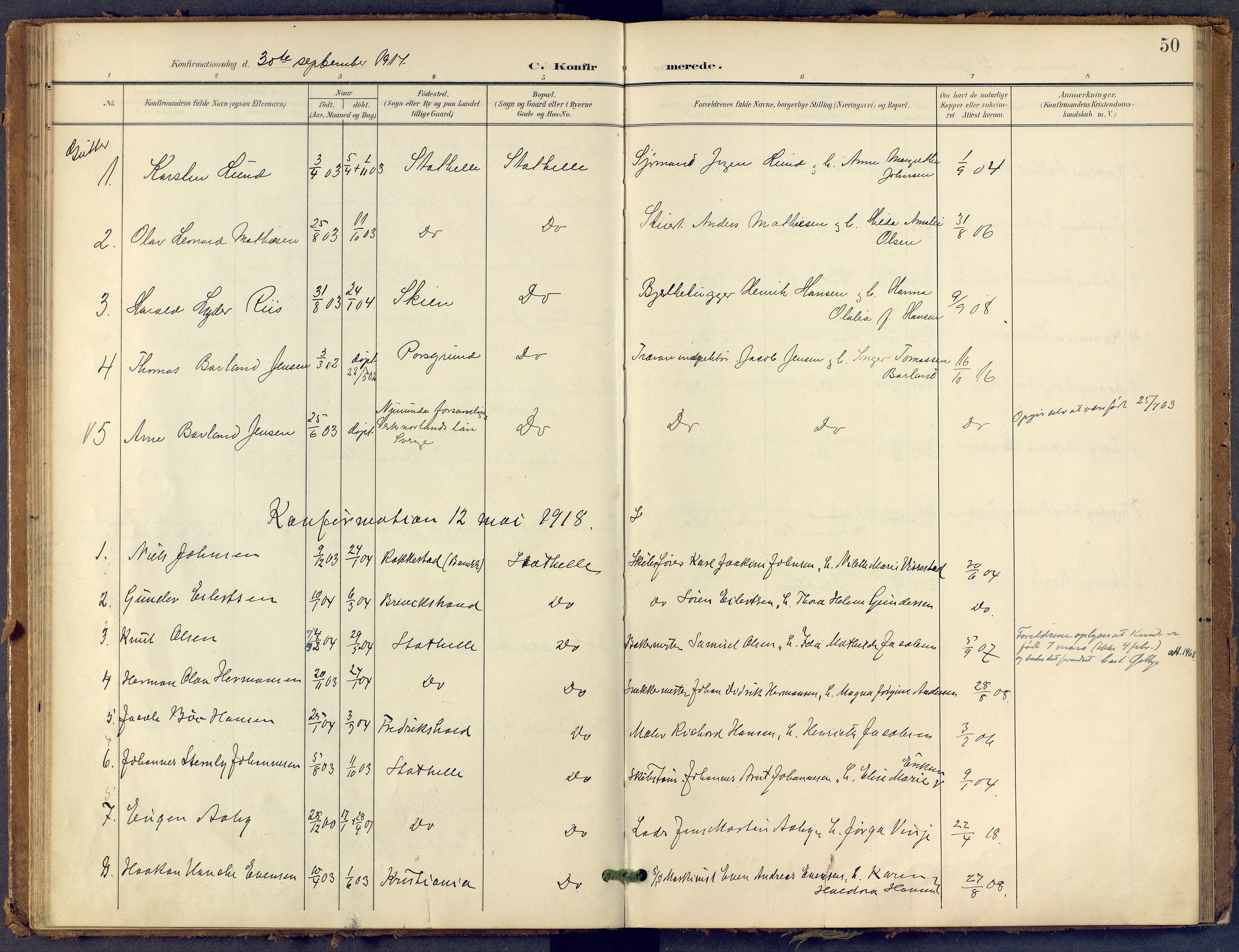 Bamble kirkebøker, SAKO/A-253/F/Fb/L0002: Parish register (official) no. II 2, 1900-1921, p. 50
