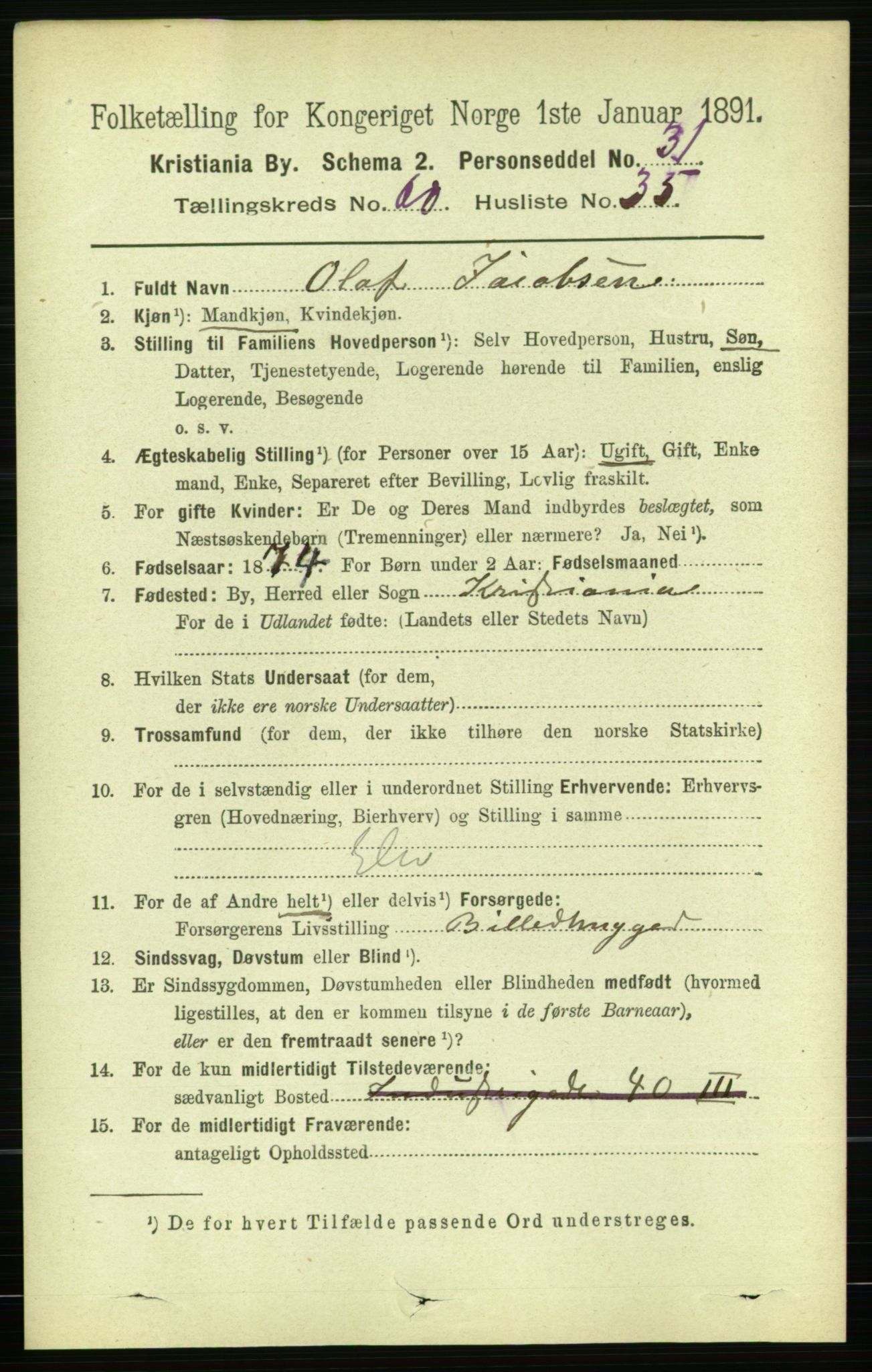 RA, 1891 census for 0301 Kristiania, 1891, p. 32310