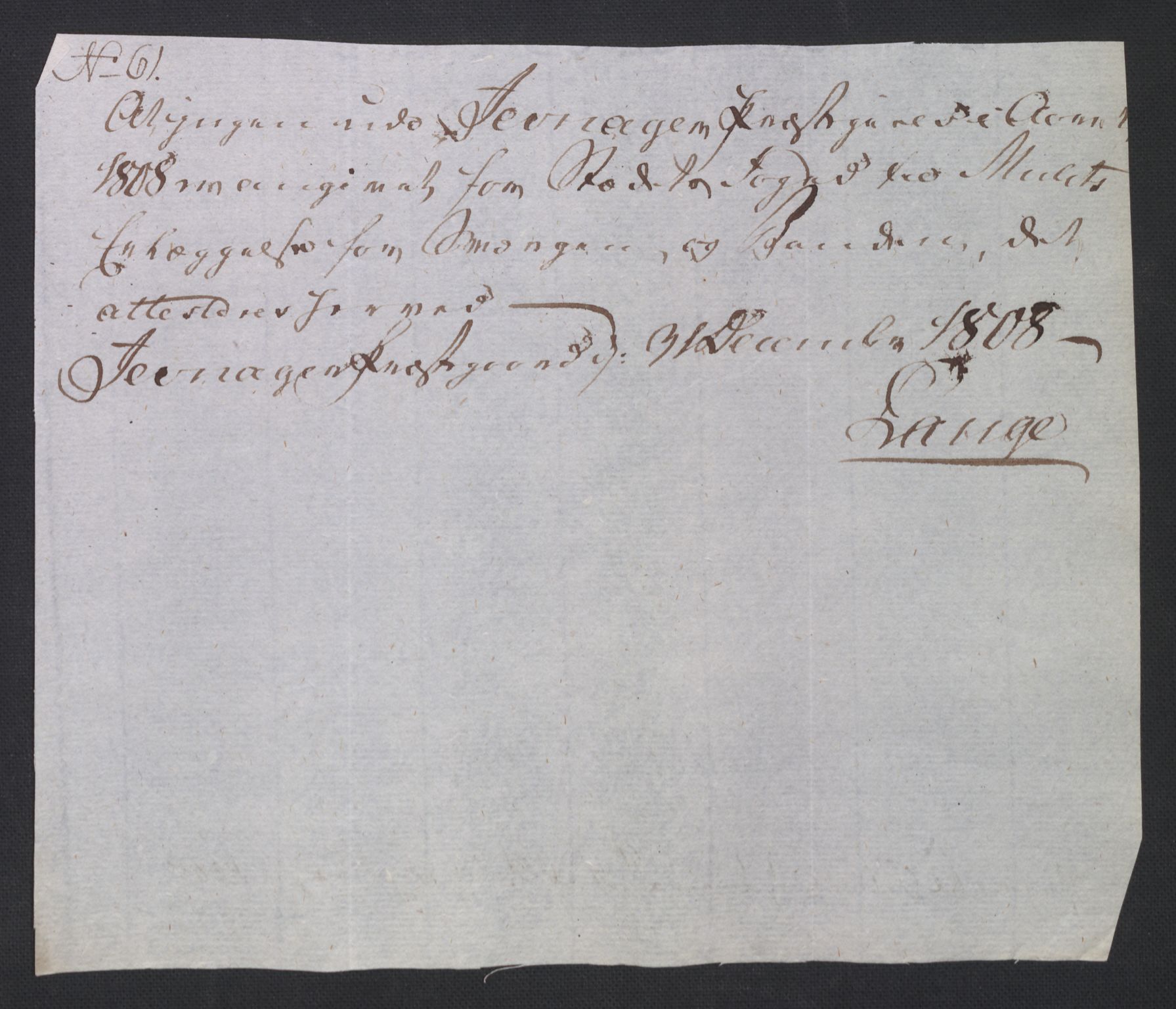 Rentekammeret inntil 1814, Reviderte regnskaper, Fogderegnskap, AV/RA-EA-4092/R19/L1396: Fogderegnskap Toten, Hadeland og Vardal, 1808, p. 259