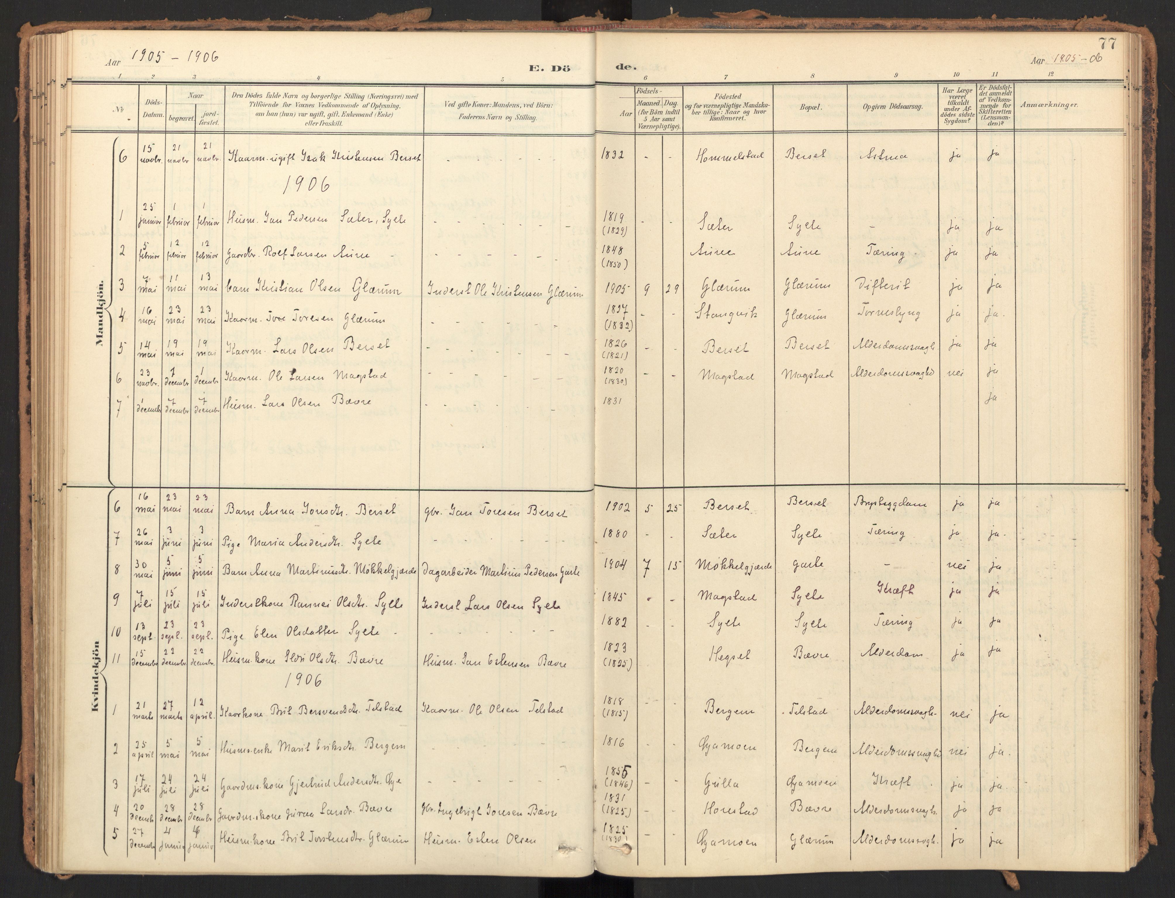 Ministerialprotokoller, klokkerbøker og fødselsregistre - Møre og Romsdal, SAT/A-1454/595/L1048: Parish register (official) no. 595A10, 1900-1917, p. 77