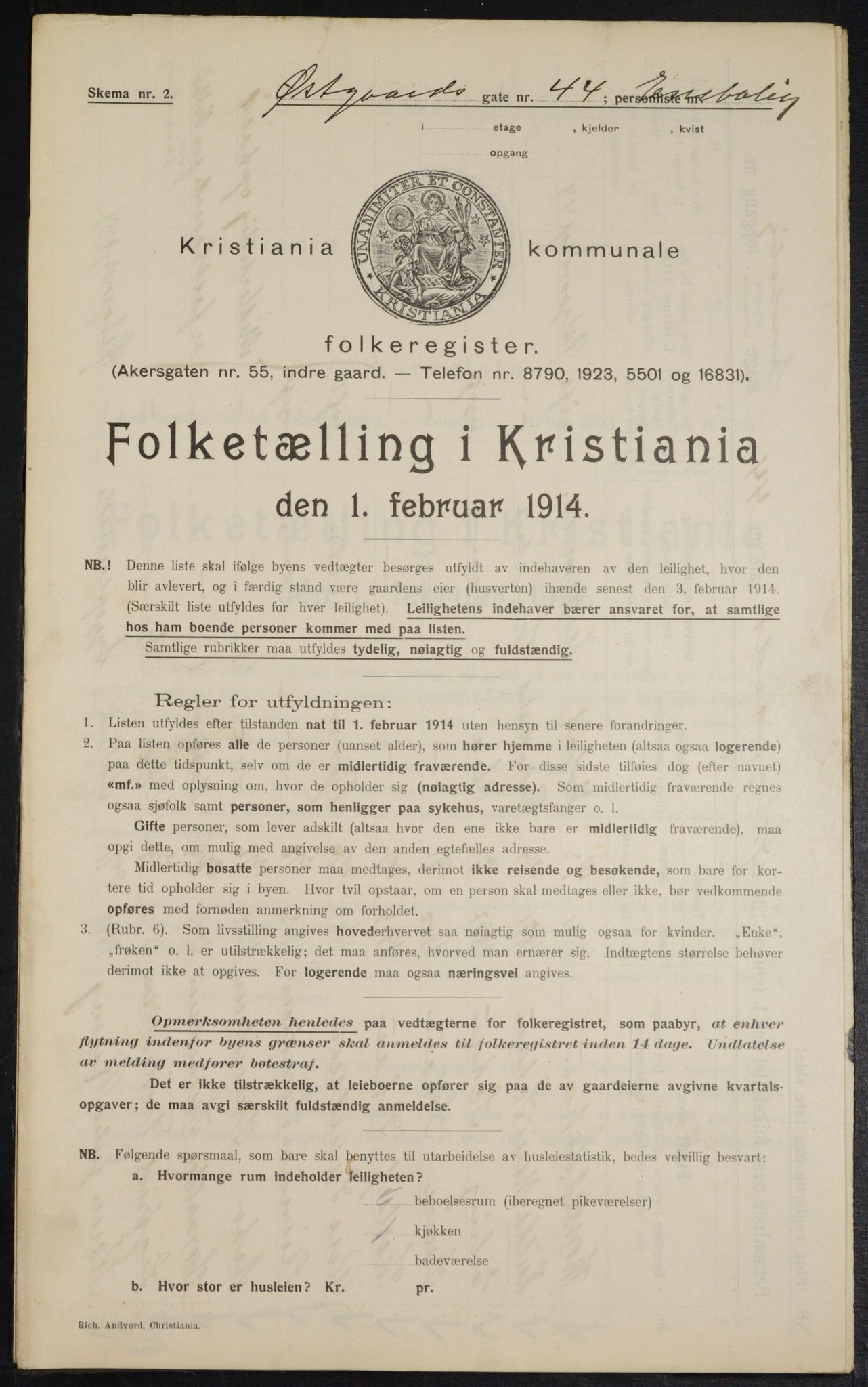 OBA, Municipal Census 1914 for Kristiania, 1914, p. 130398