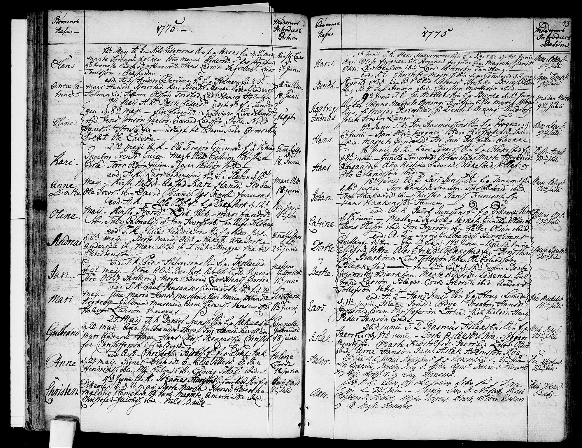 Asker prestekontor Kirkebøker, AV/SAO-A-10256a/F/Fa/L0003: Parish register (official) no. I 3, 1767-1807, p. 43