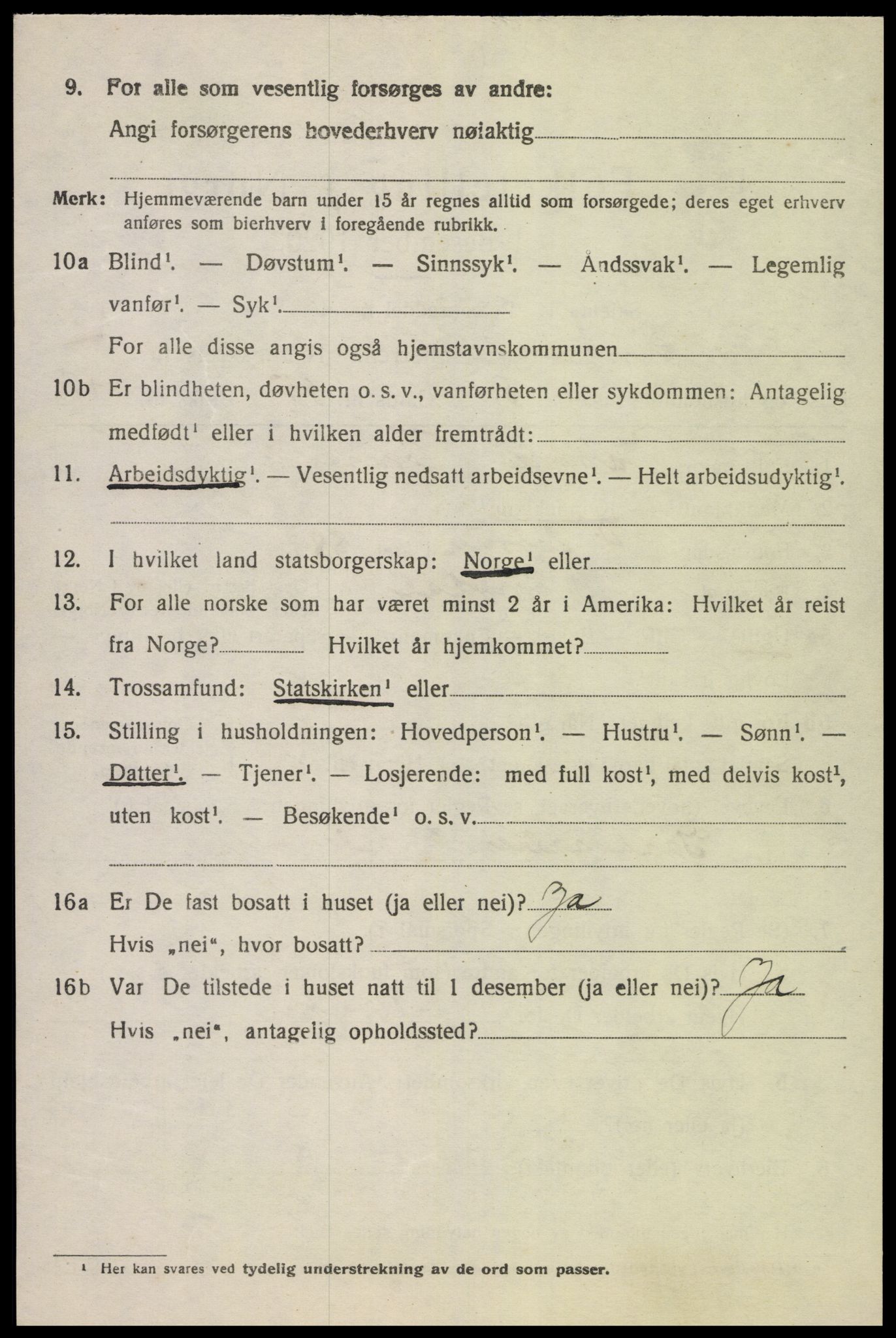 SAK, 1920 census for Lyngdal, 1920, p. 3962