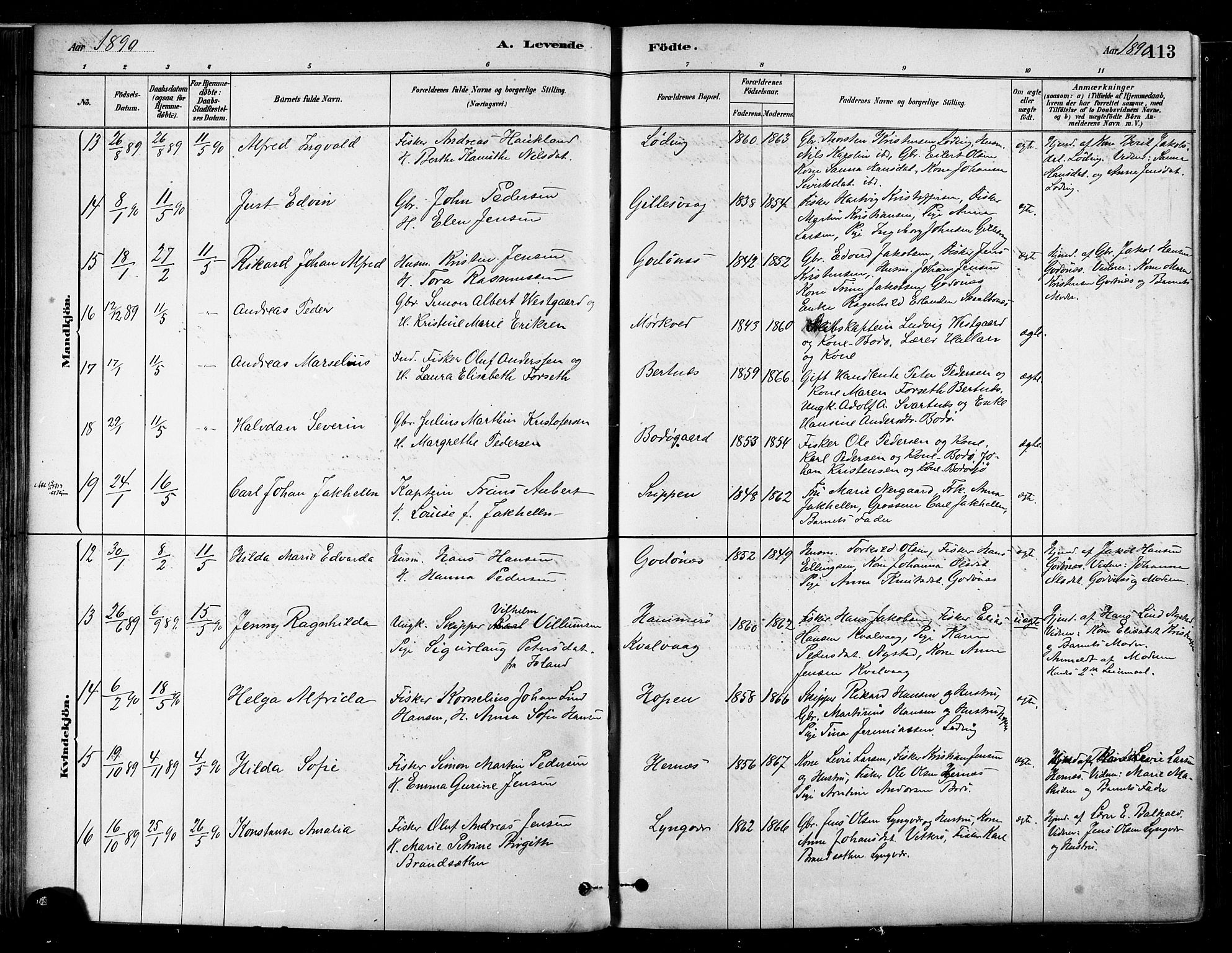 Ministerialprotokoller, klokkerbøker og fødselsregistre - Nordland, SAT/A-1459/802/L0054: Parish register (official) no. 802A01, 1879-1893, p. 113