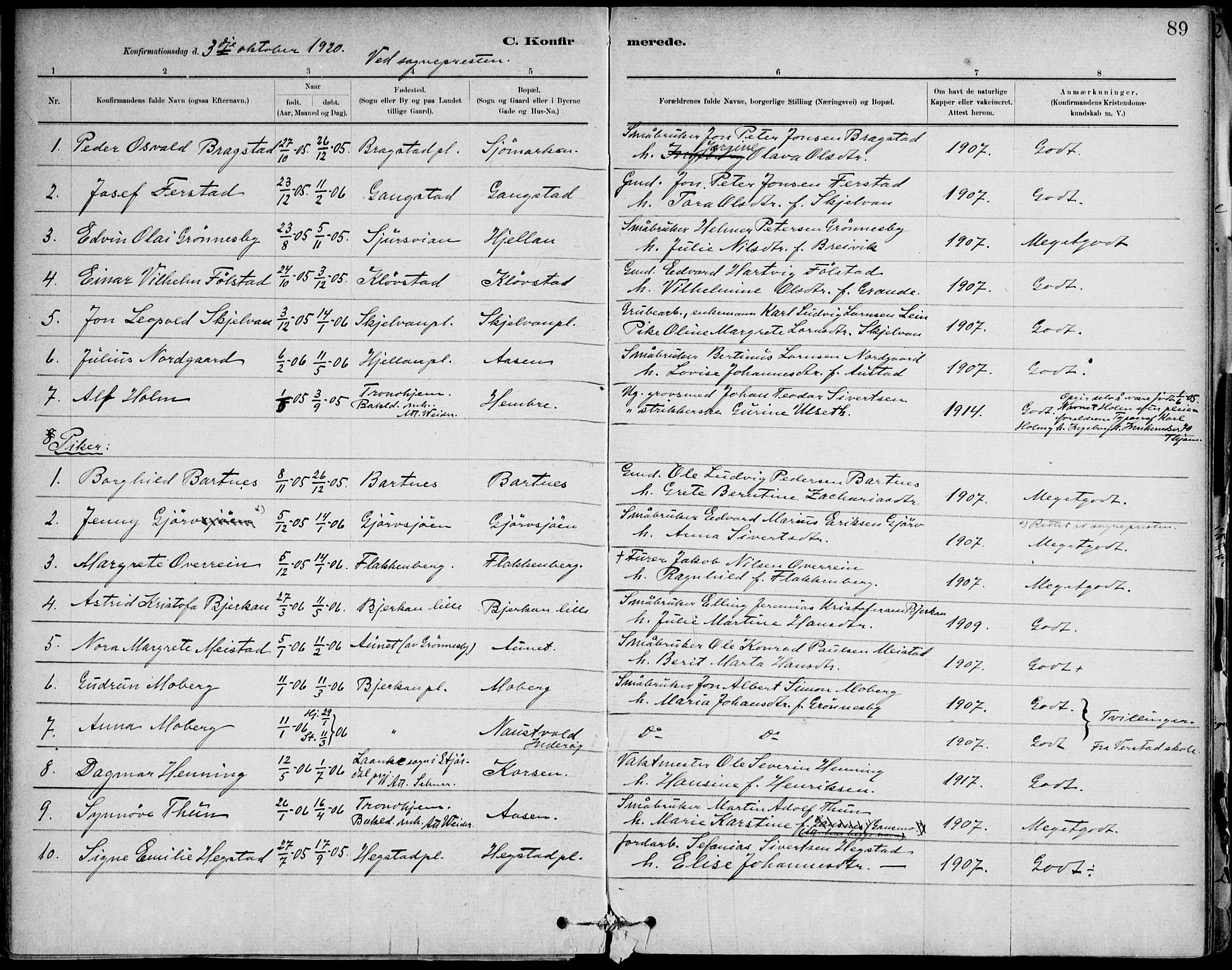 Ministerialprotokoller, klokkerbøker og fødselsregistre - Nord-Trøndelag, SAT/A-1458/732/L0316: Parish register (official) no. 732A01, 1879-1921, p. 89