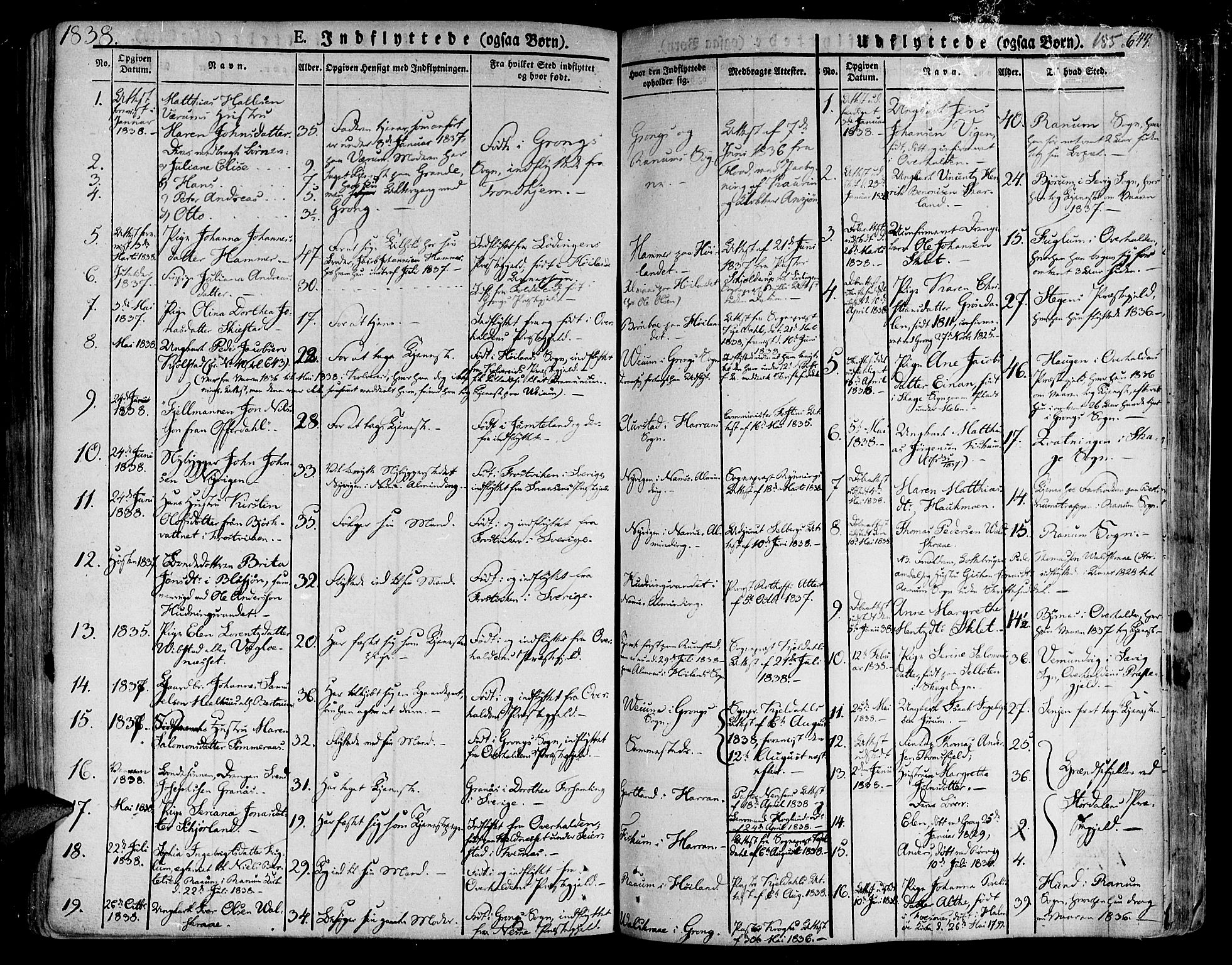Ministerialprotokoller, klokkerbøker og fødselsregistre - Nord-Trøndelag, SAT/A-1458/758/L0510: Parish register (official) no. 758A01 /1, 1821-1841, p. 185