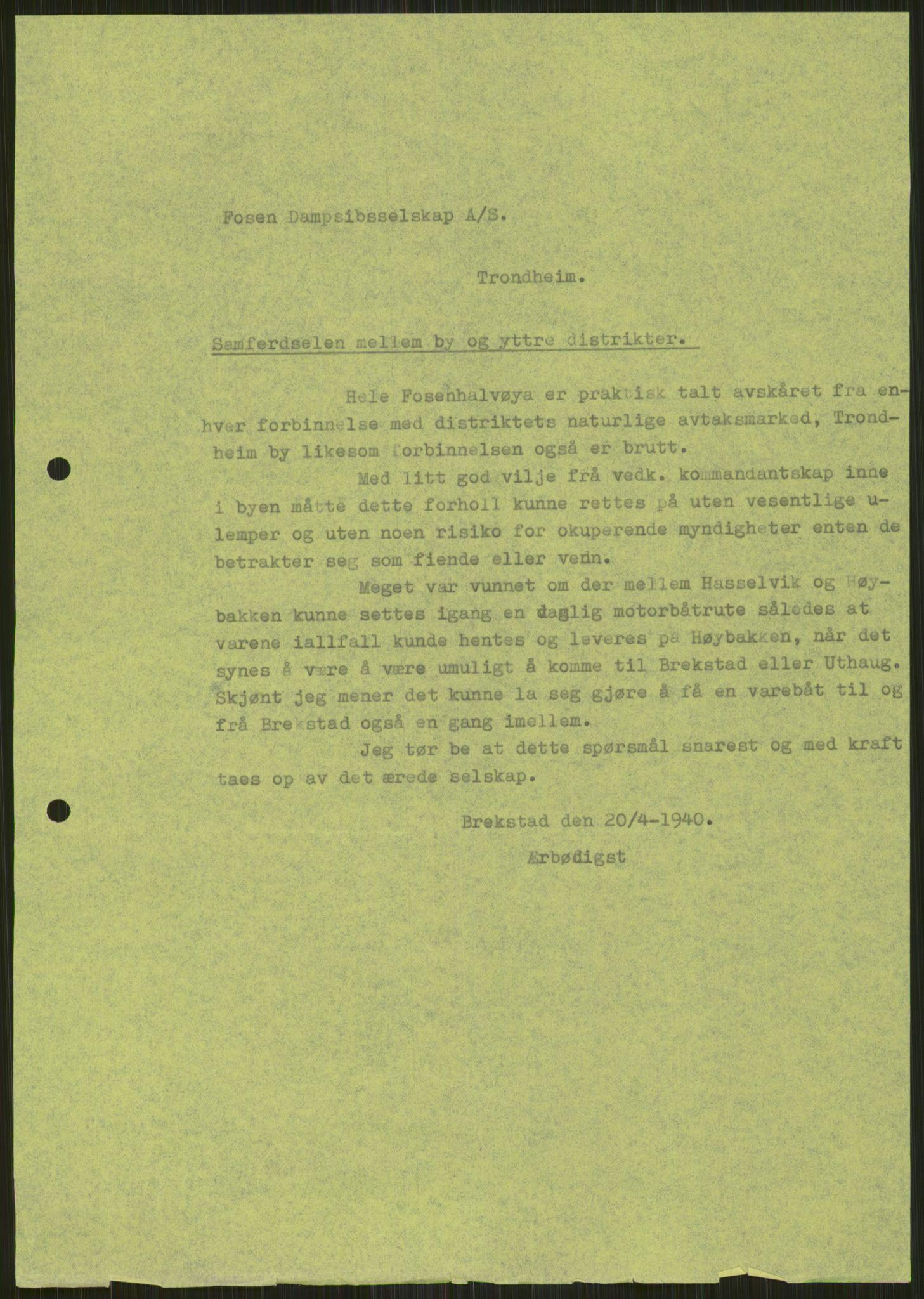 Forsvaret, Forsvarets krigshistoriske avdeling, AV/RA-RAFA-2017/Y/Ya/L0016: II-C-11-31 - Fylkesmenn.  Rapporter om krigsbegivenhetene 1940., 1940, p. 37