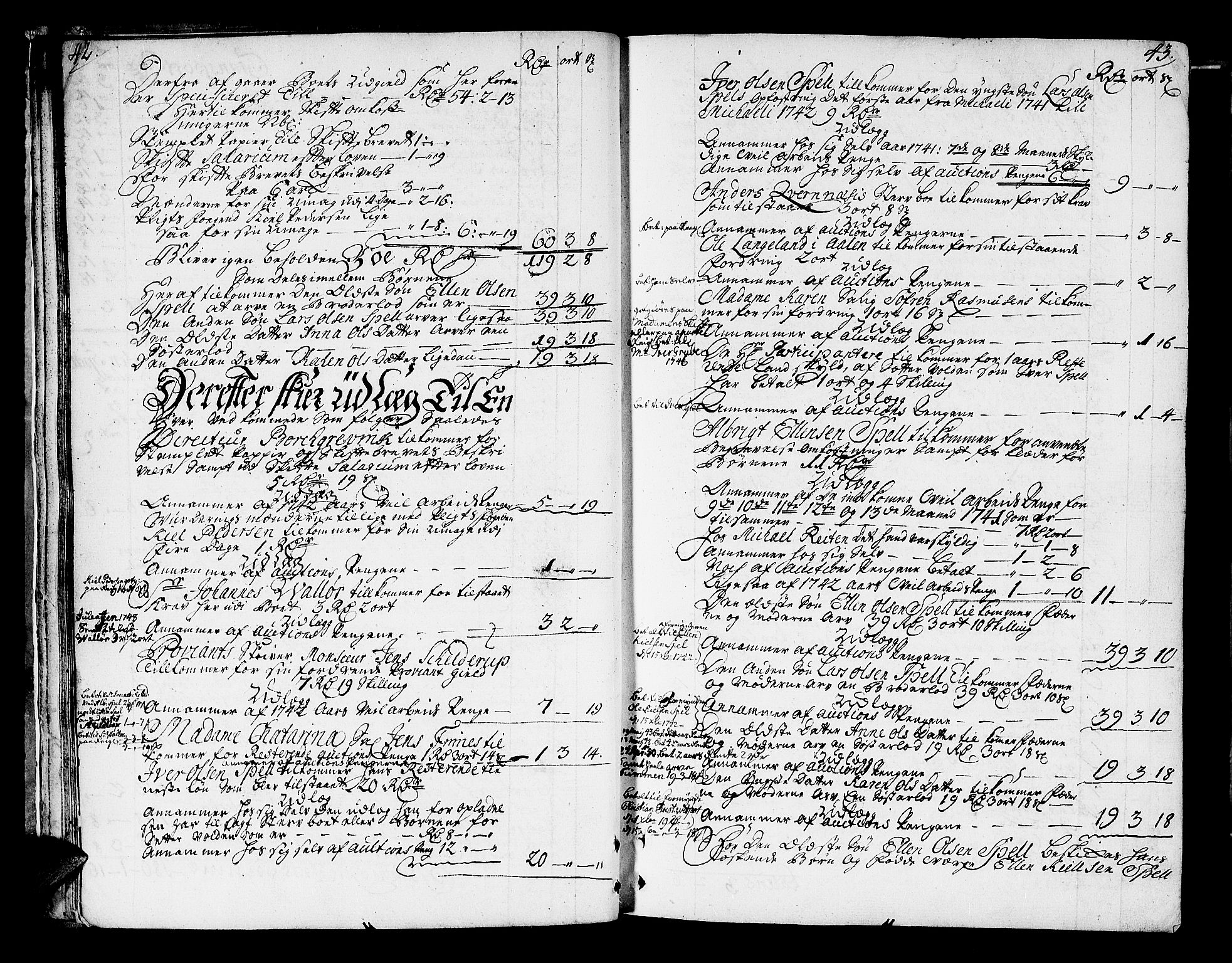 Røros Bergrett, AV/SAT-A-0024/3/3A/L0005: Skifteprotokoll, 1742-1756, p. 42-43