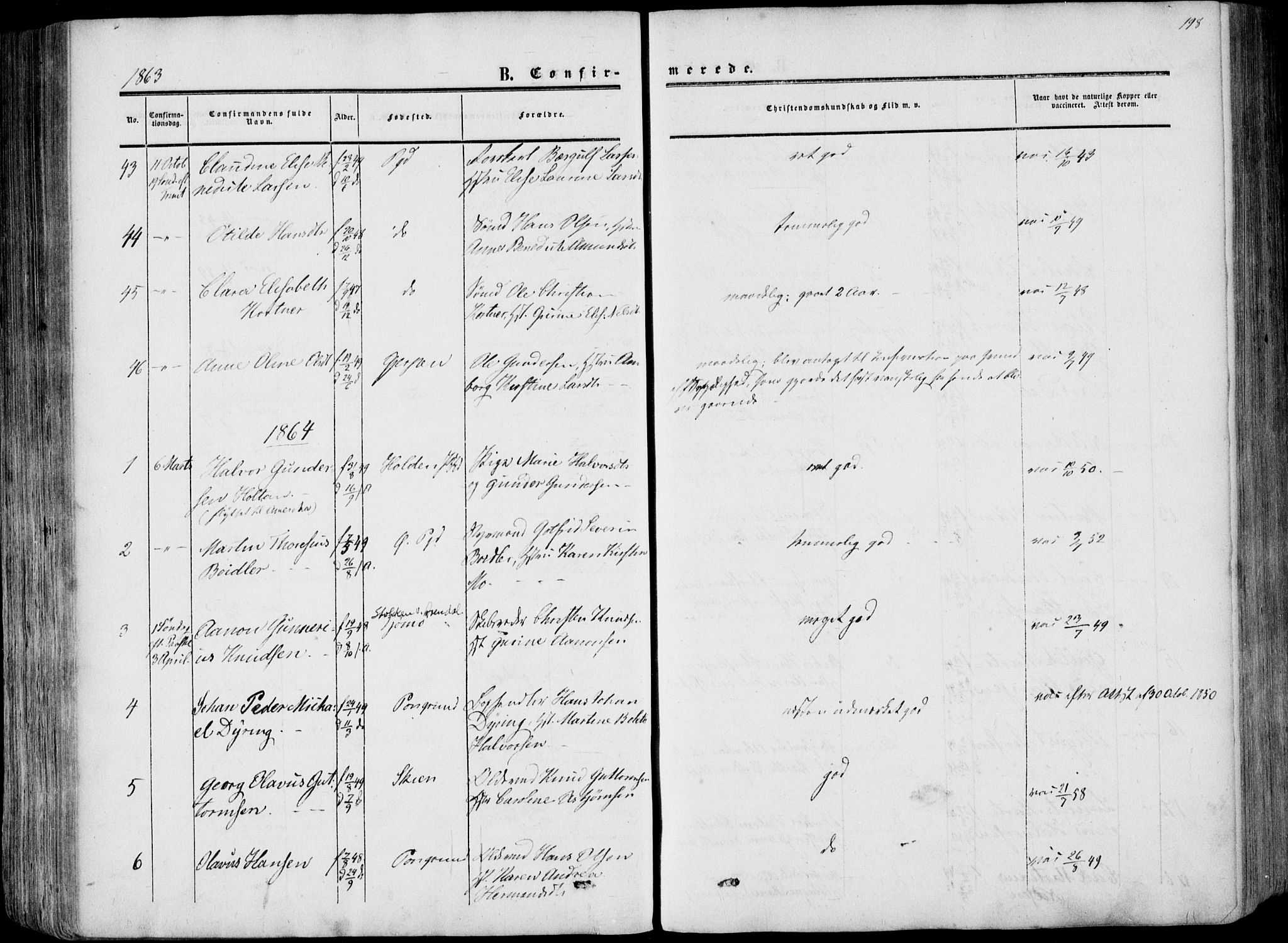 Porsgrunn kirkebøker , AV/SAKO-A-104/F/Fa/L0007: Parish register (official) no. 7, 1858-1877, p. 198