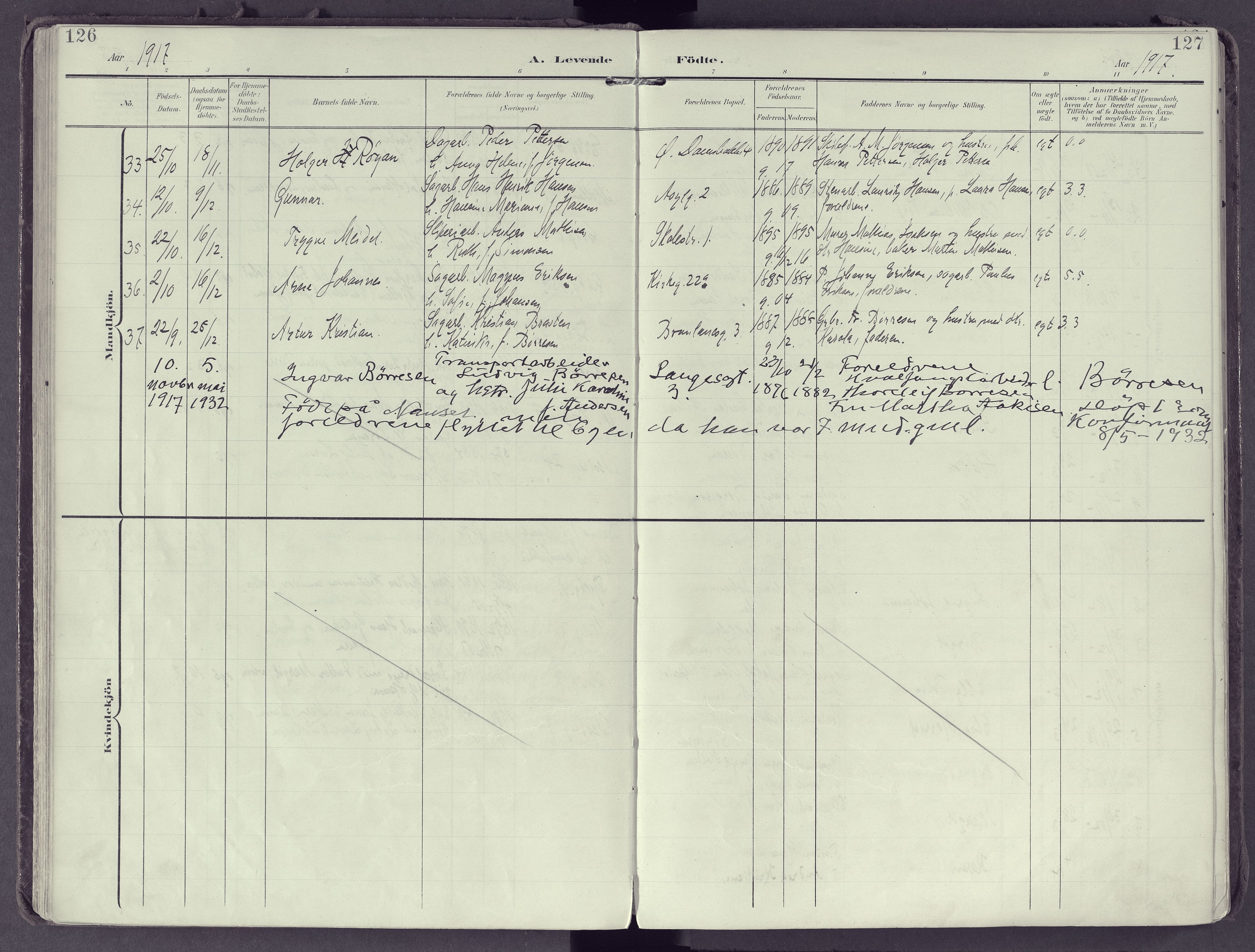 Larvik kirkebøker, AV/SAKO-A-352/F/Fb/L0005: Parish register (official) no. II 5, 1903-1925, p. 126-127