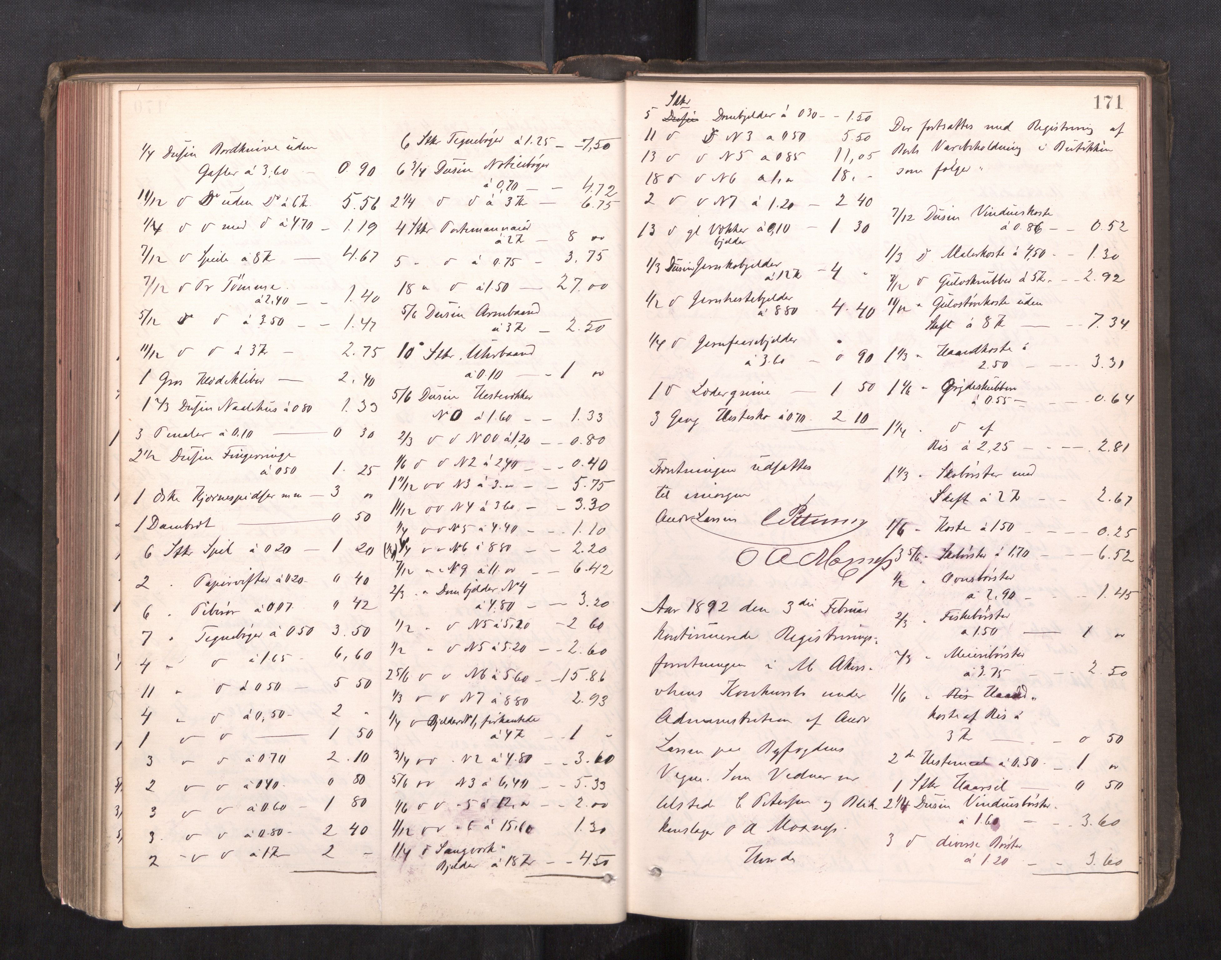 Trondheim byfogd, AV/SAT-A-0003/1/3/3C/L0013: Skifteregistreringsprotokoll - 19/7-14/8. (u/ register), 1887-1893, p. 171