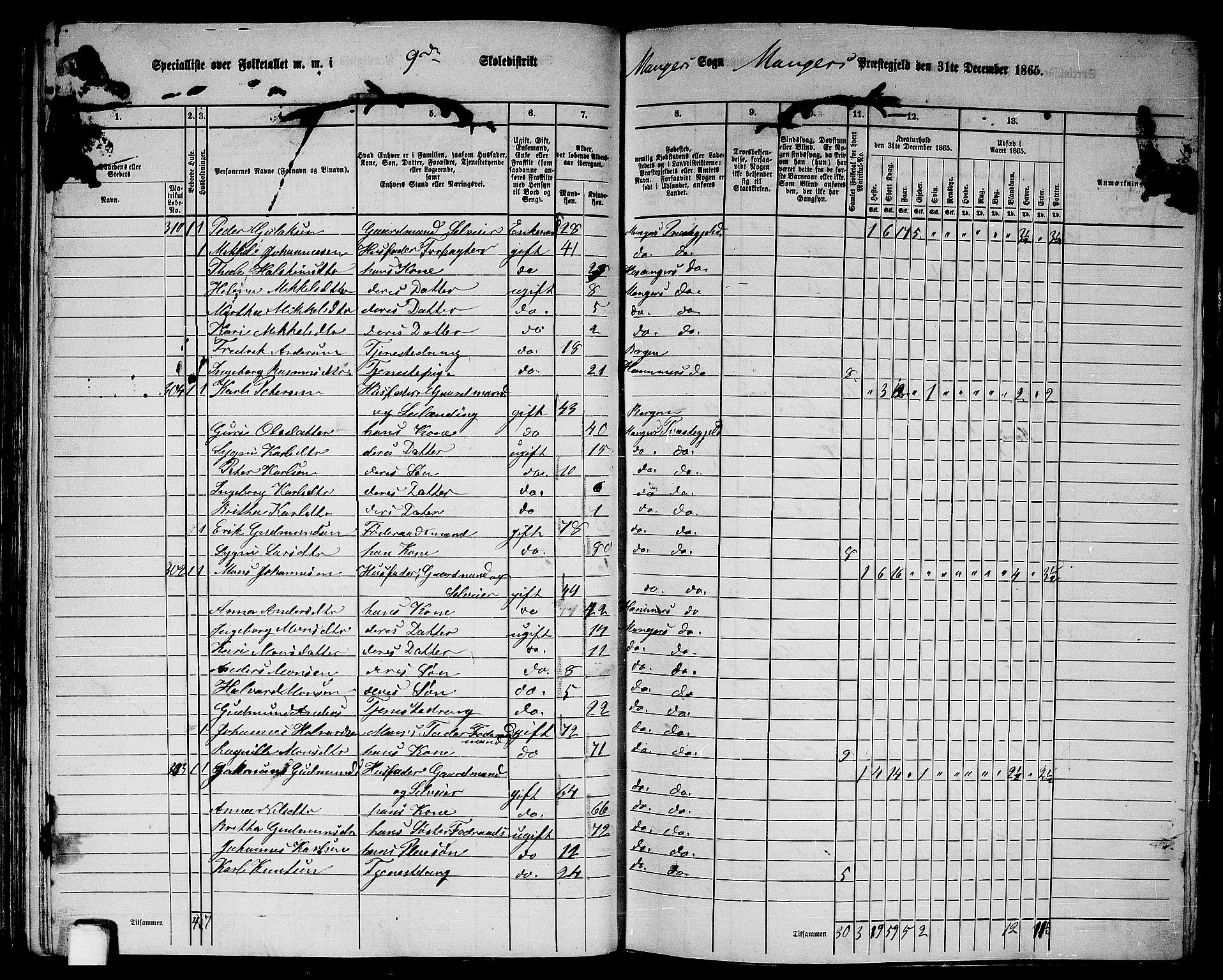 RA, 1865 census for Manger, 1865, p. 79