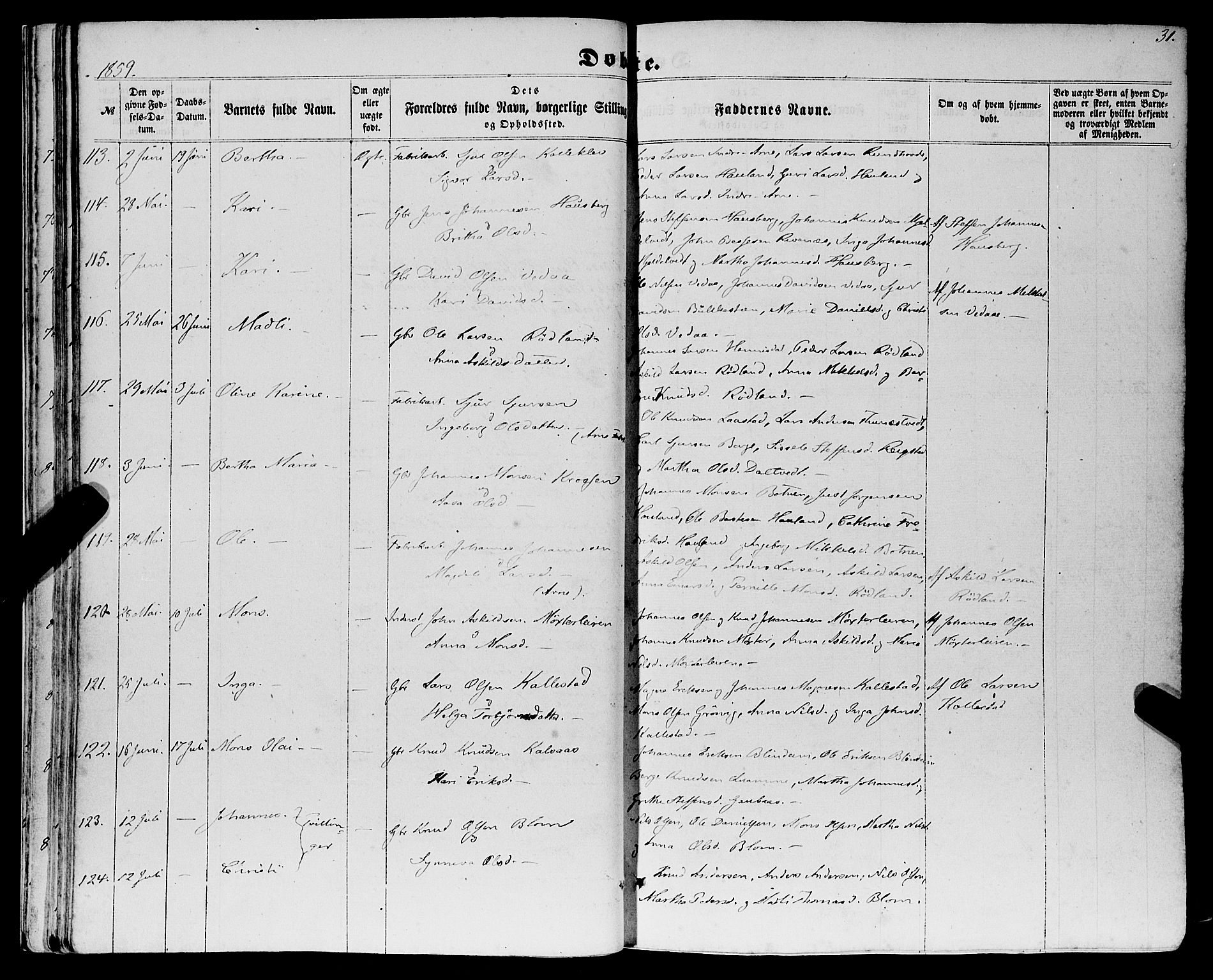 Haus sokneprestembete, AV/SAB-A-75601/H/Haa: Parish register (official) no. A 17, 1858-1870, p. 31