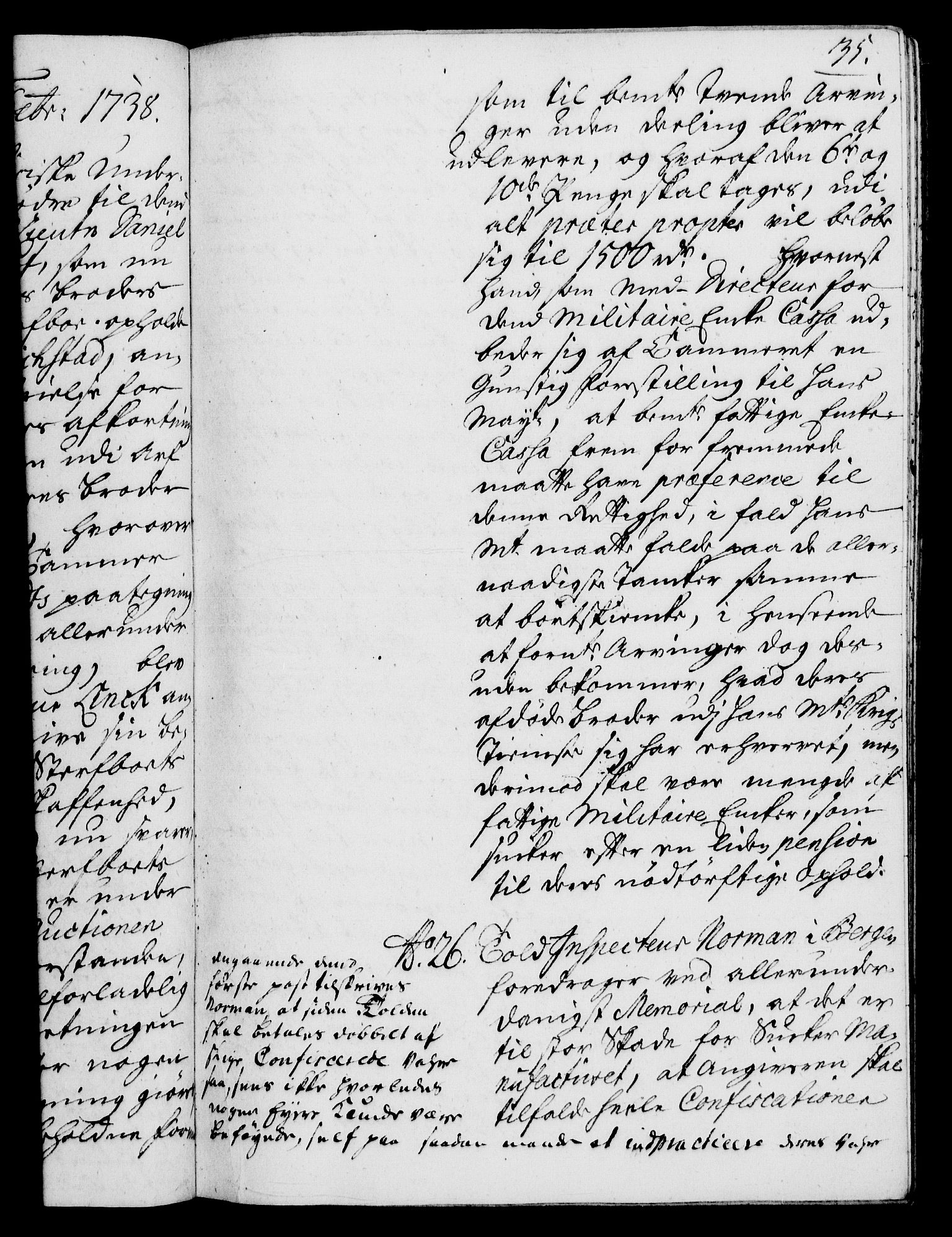 Rentekammeret, Kammerkanselliet, RA/EA-3111/G/Gh/Gha/L0020: Norsk ekstraktmemorialprotokoll (merket RK 53.65), 1738-1739, p. 35