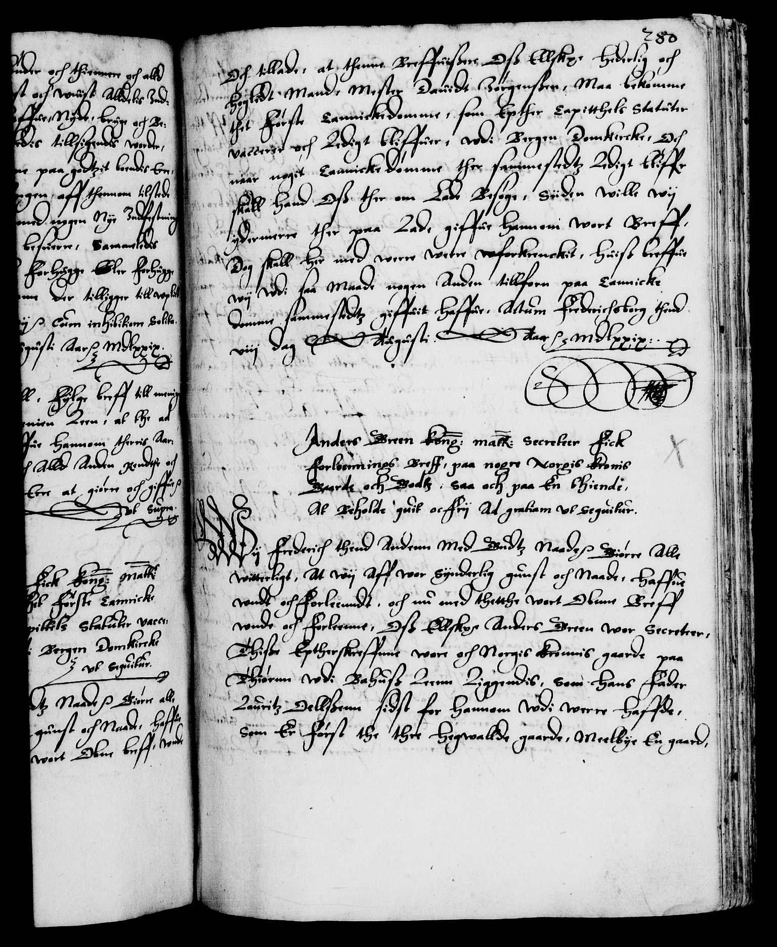 Danske Kanselli 1572-1799, RA/EA-3023/F/Fc/Fca/Fcaa/L0001: Norske registre (mikrofilm), 1572-1588, p. 280a