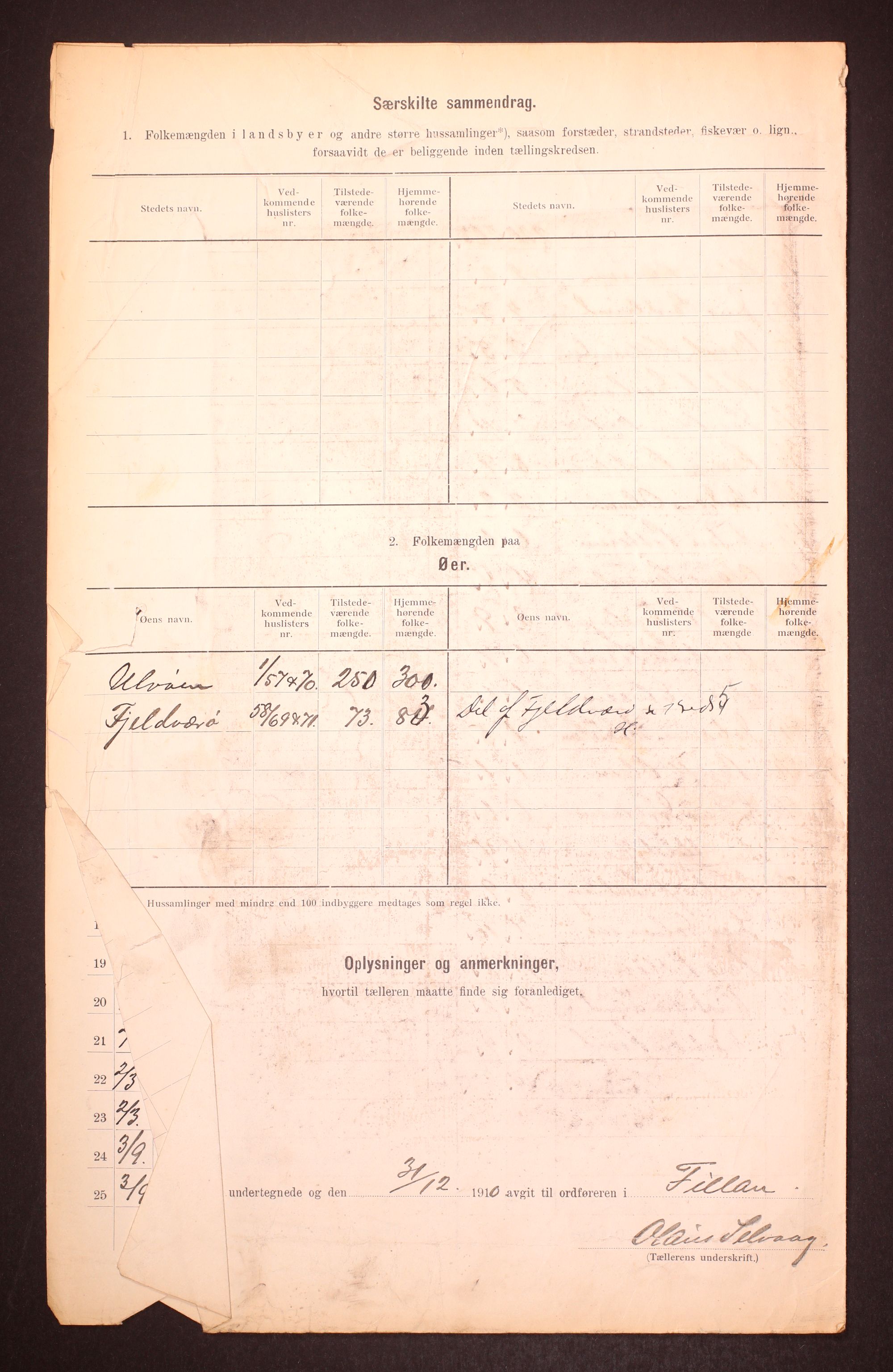 RA, 1910 census for Fillan, 1910, p. 6