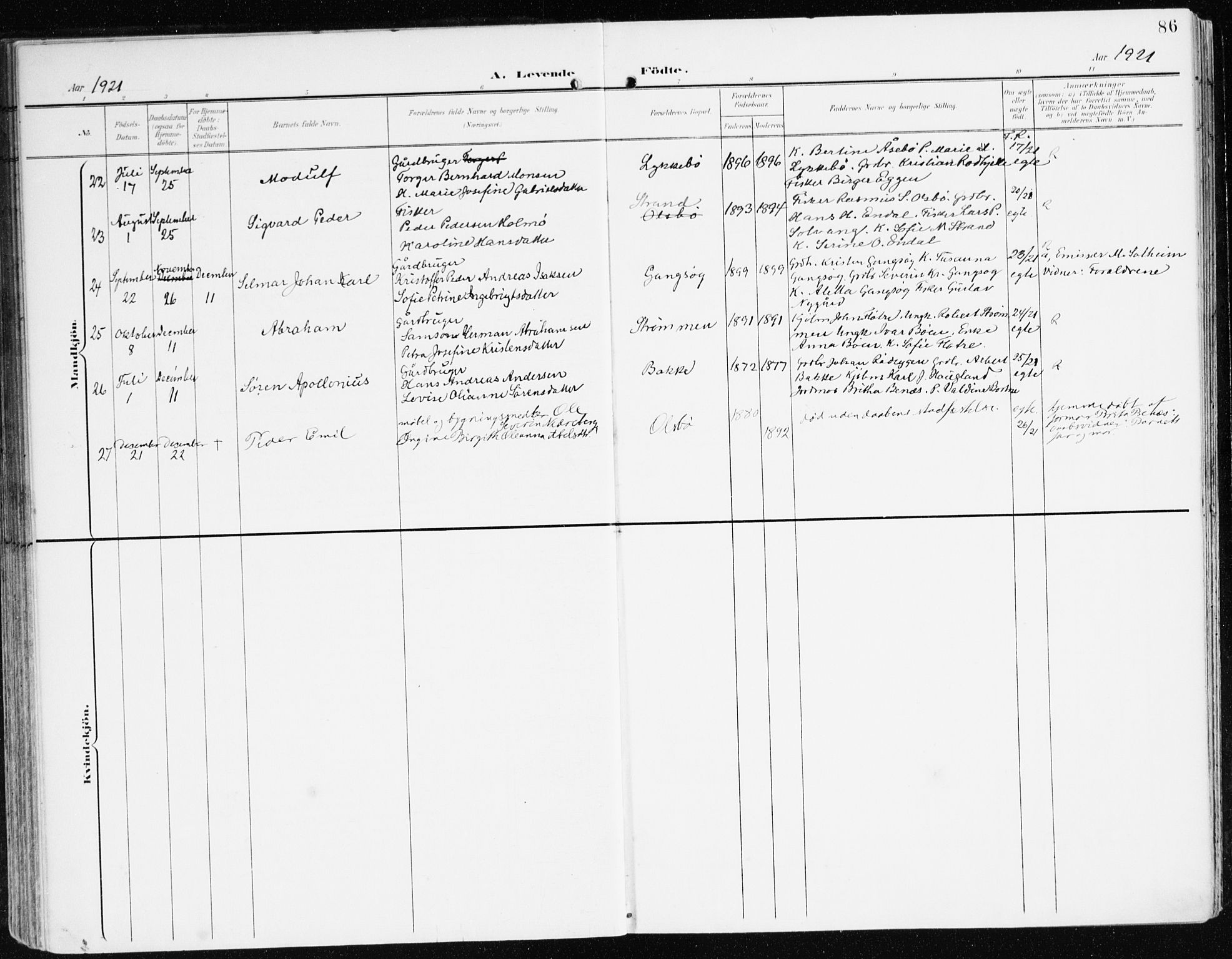Davik sokneprestembete, SAB/A-79701/H/Haa/Haad/L0002: Parish register (official) no. D 2, 1901-1930, p. 86