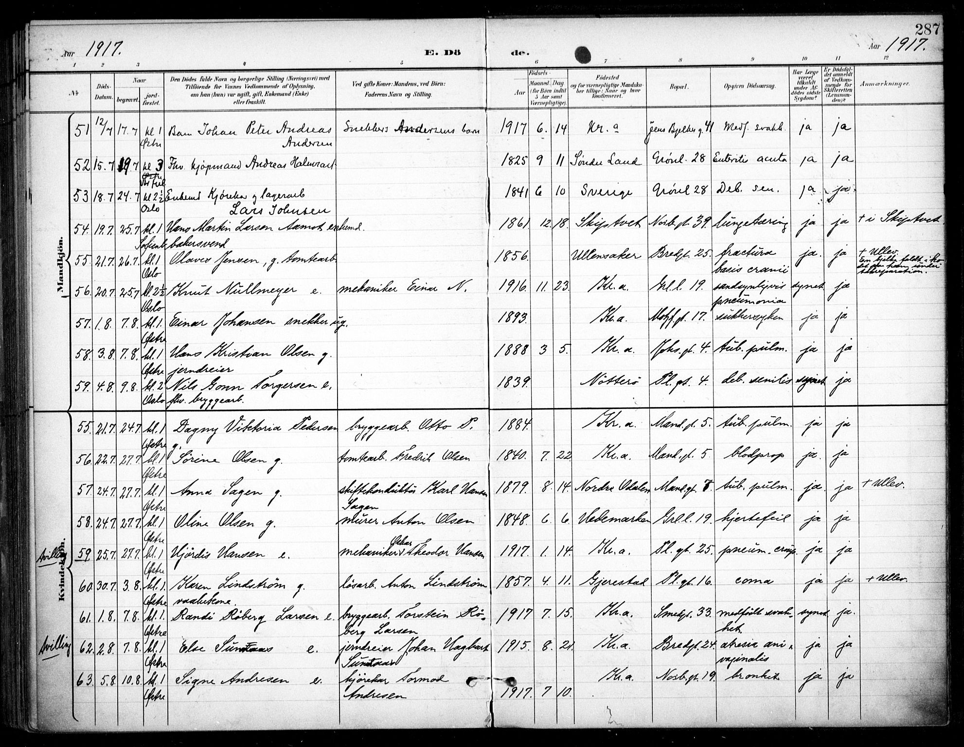 Grønland prestekontor Kirkebøker, SAO/A-10848/F/Fa/L0016: Parish register (official) no. 16, 1898-1918, p. 287