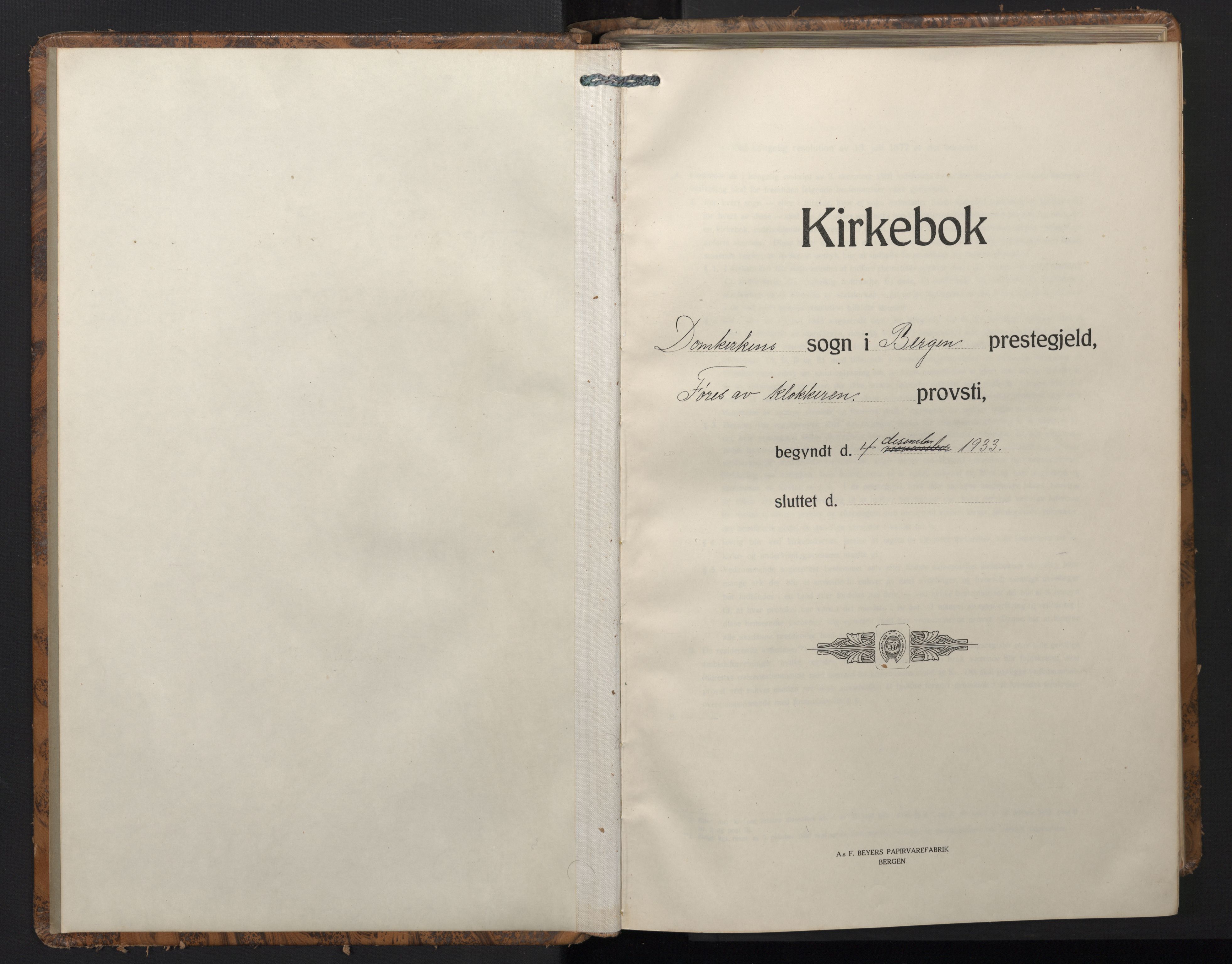 Domkirken sokneprestembete, SAB/A-74801/H/Hab/L0027: Parish register (copy) no. C 7, 1933-1962