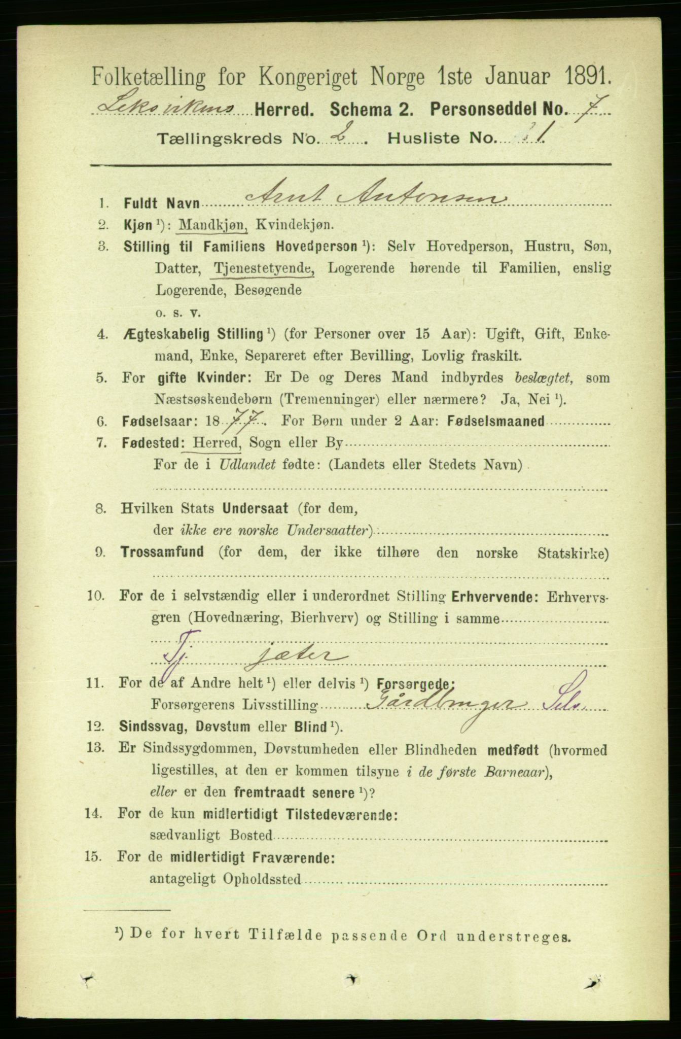 RA, 1891 census for 1718 Leksvik, 1891, p. 682