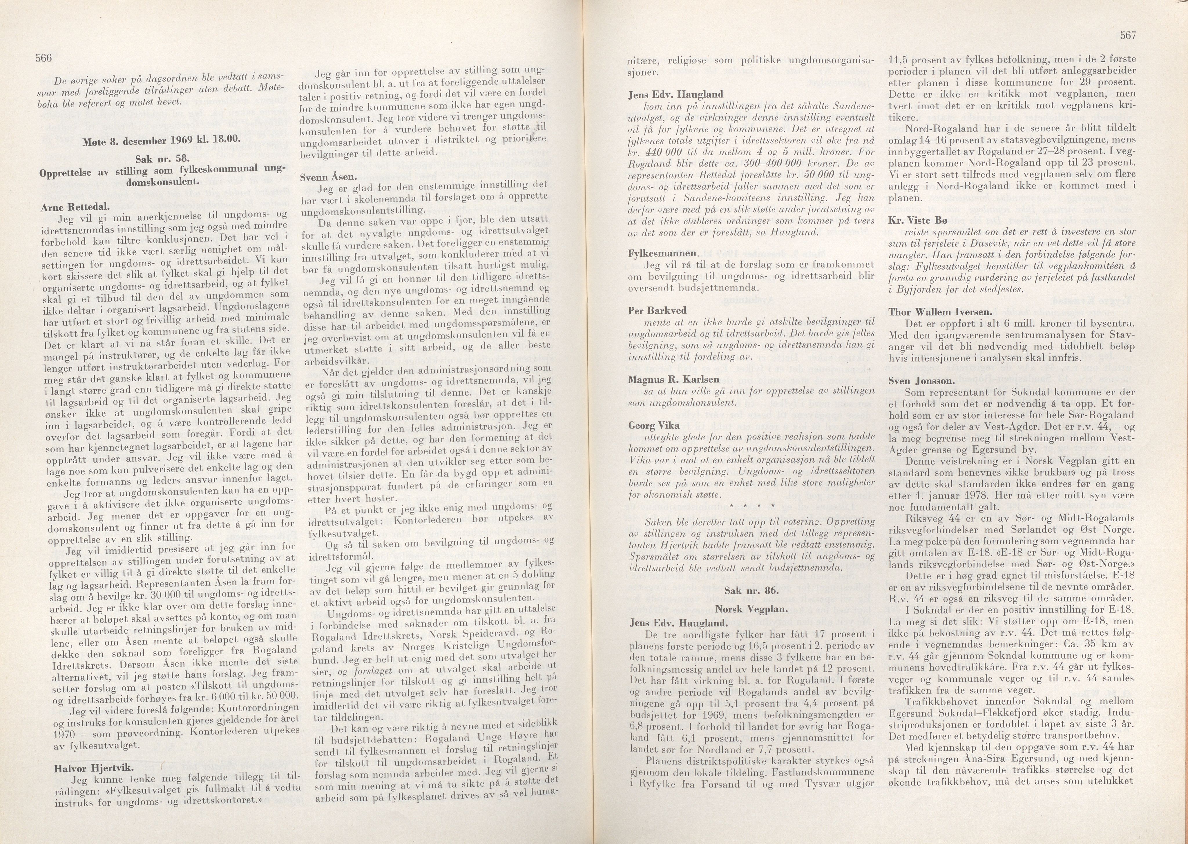 Rogaland fylkeskommune - Fylkesrådmannen , IKAR/A-900/A/Aa/Aaa/L0089: Møtebok , 1969, p. 566-567