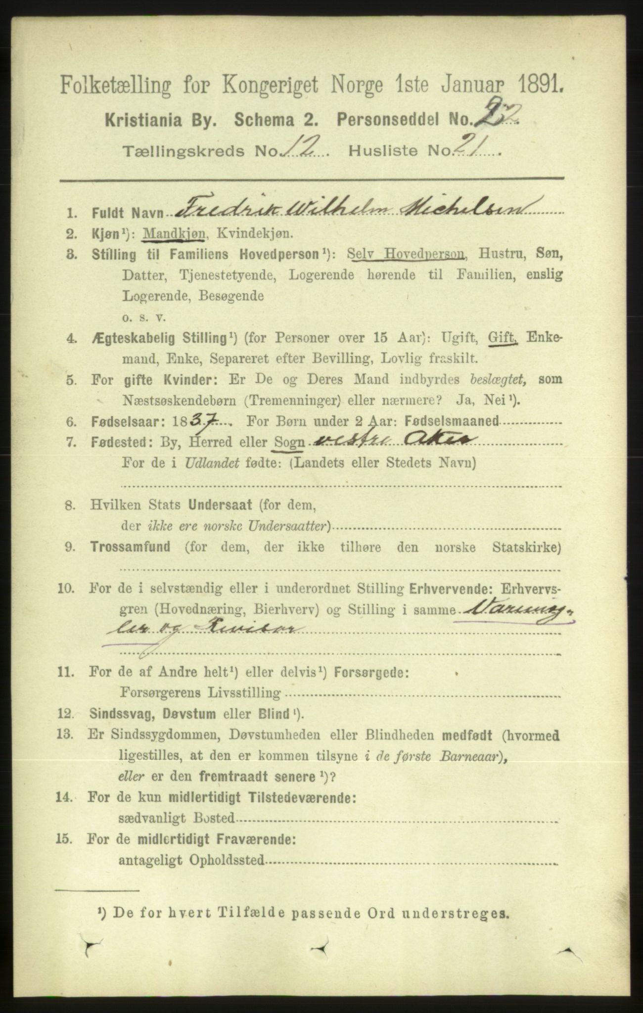 RA, 1891 census for 0301 Kristiania, 1891, p. 5820