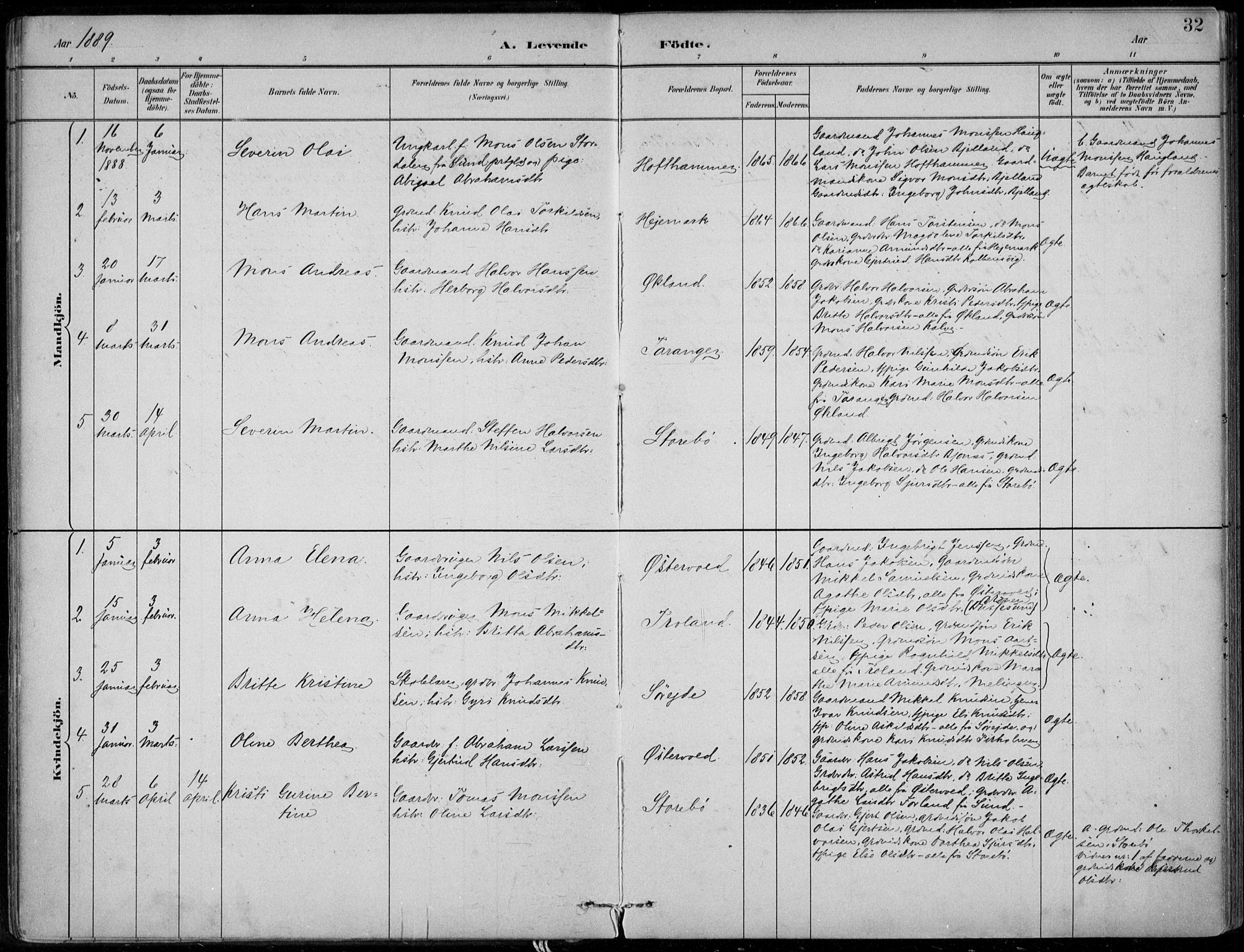 Sund sokneprestembete, SAB/A-99930: Parish register (official) no. C  1, 1882-1899, p. 32