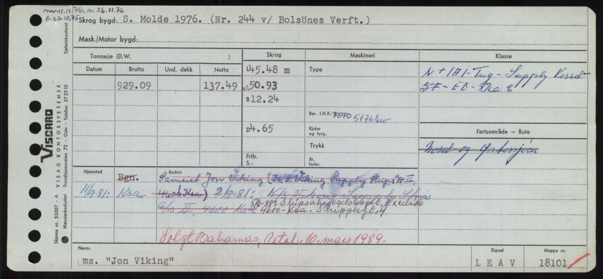 Sjøfartsdirektoratet med forløpere, Skipsmålingen, RA/S-1627/H/Hd/L0019: Fartøy, J, p. 543