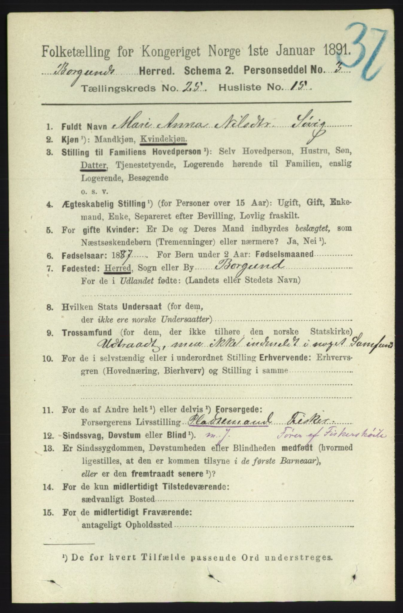 RA, 1891 census for 1531 Borgund, 1891, p. 7359