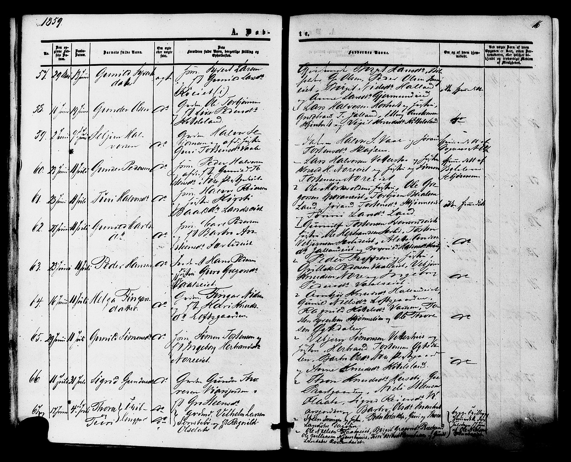 Nore kirkebøker, AV/SAKO-A-238/F/Fa/L0003: Parish register (official) no. I 3, 1858-1866, p. 16