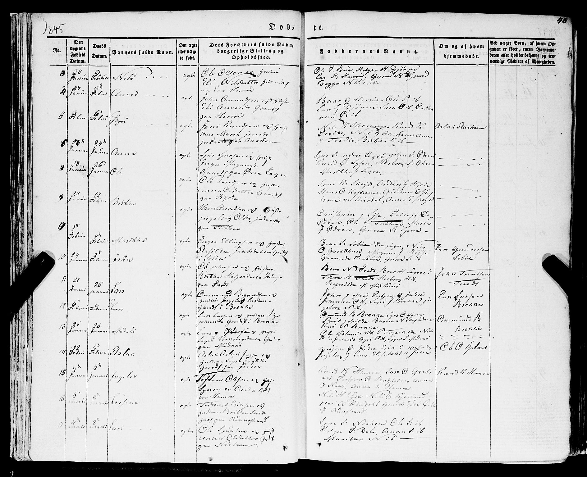 Ulvik sokneprestembete, AV/SAB-A-78801/H/Haa: Parish register (official) no. A 12, 1839-1853, p. 40