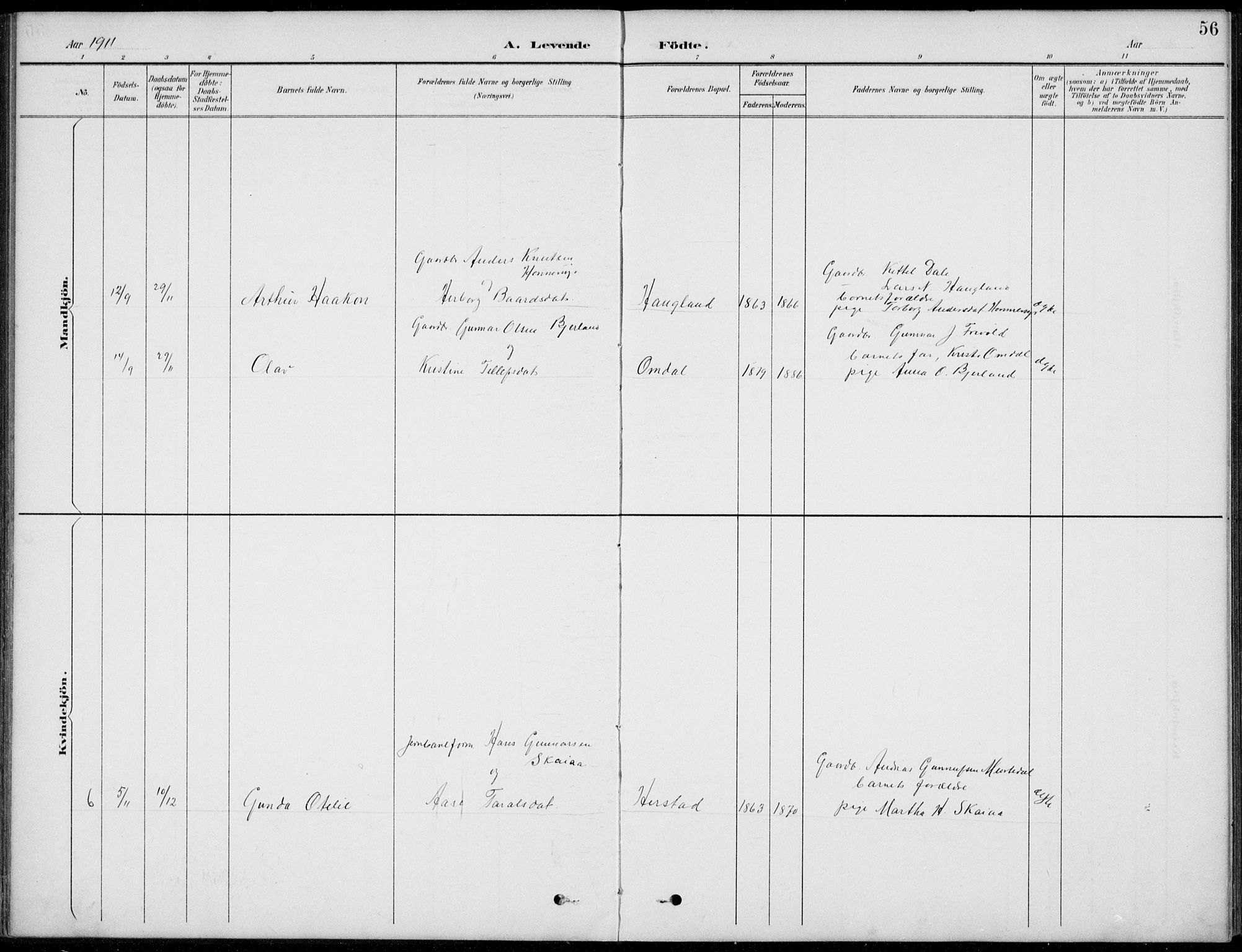 Vennesla sokneprestkontor, AV/SAK-1111-0045/Fb/Fba/L0003: Parish register (copy) no. B 3, 1890-1919, p. 56