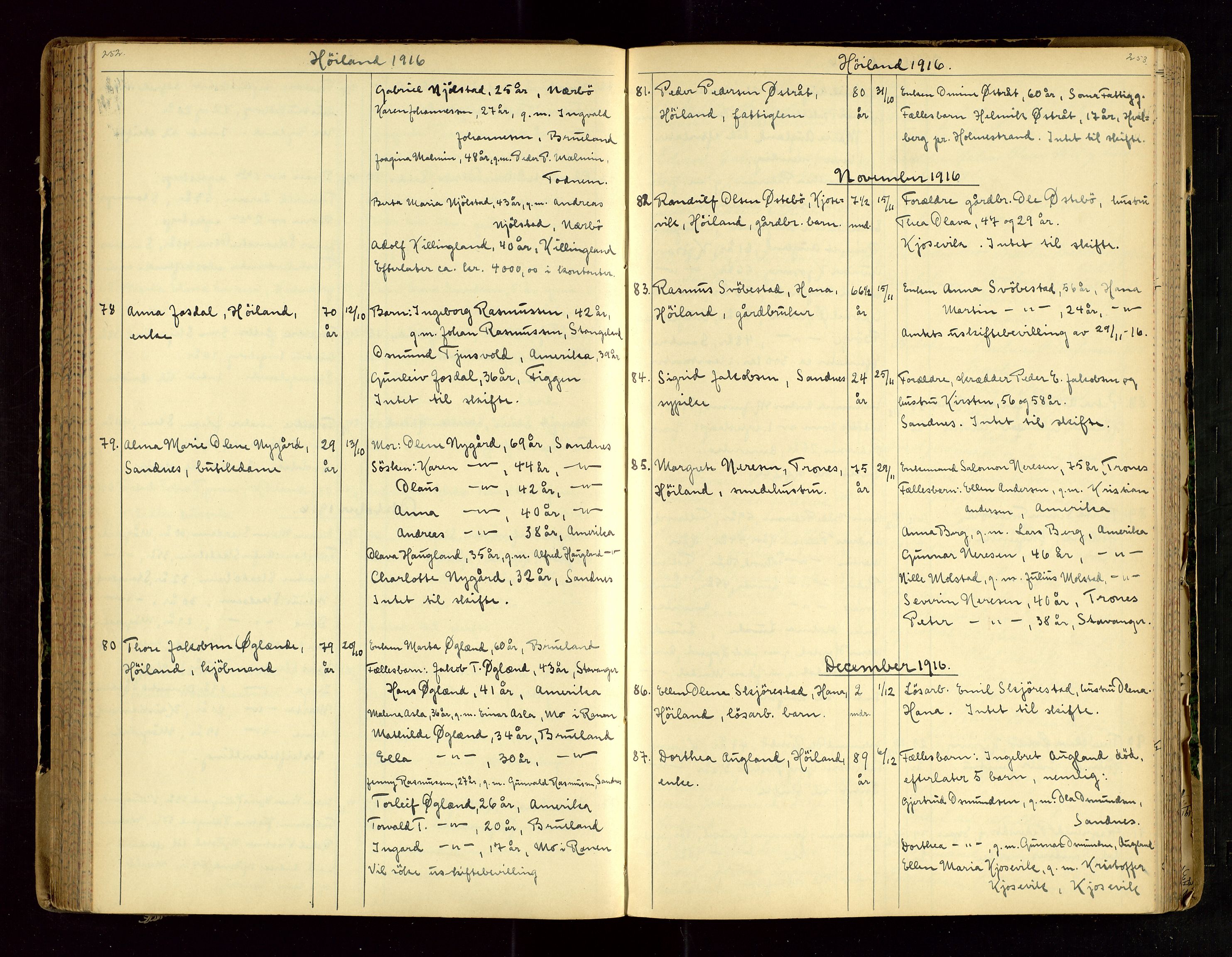 Jæren sorenskriveri, AV/SAST-A-100310/01/5/52/52B/L0003: DØDSFALLPROTOKOLL, 1910-1916, p. 252-253