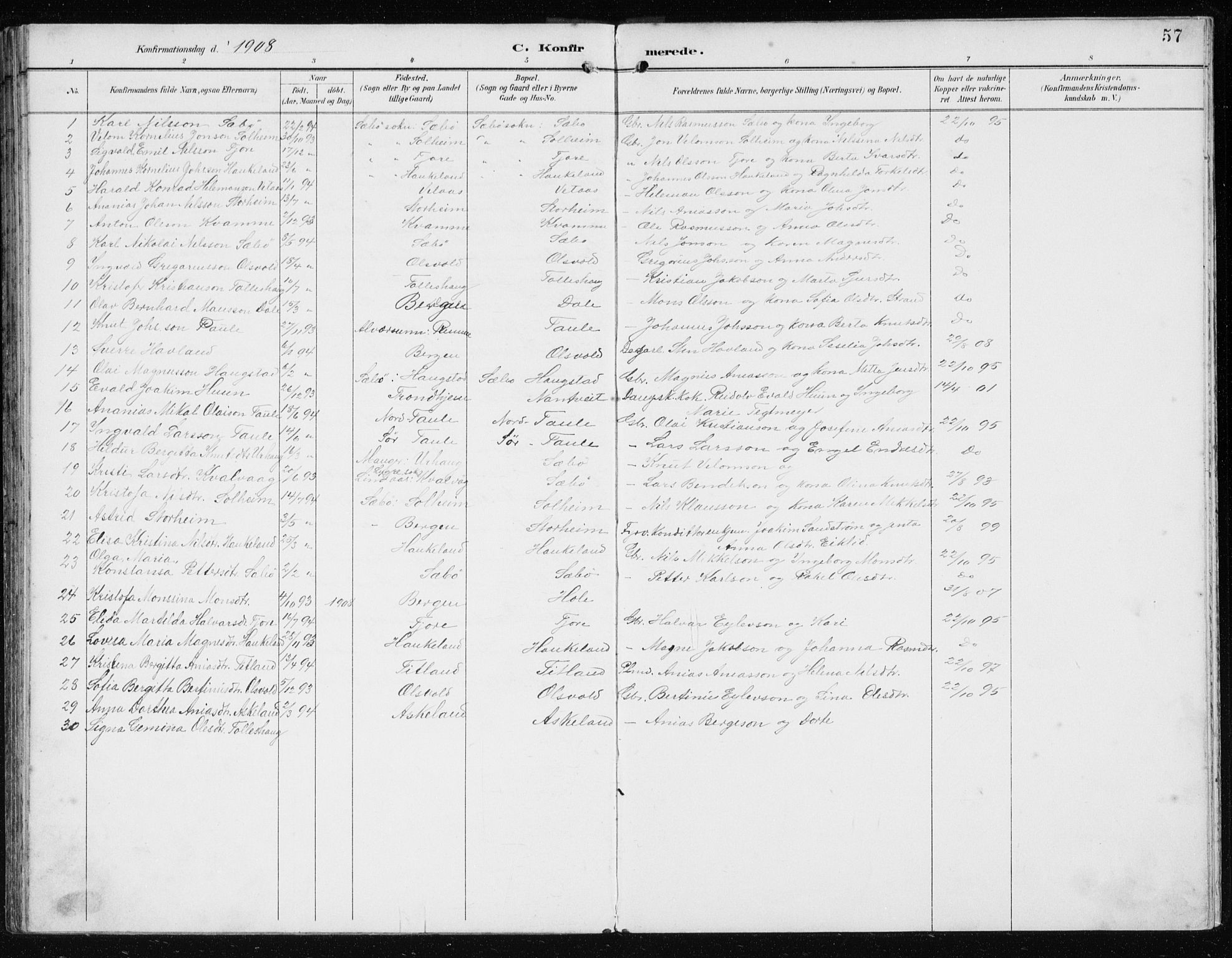 Manger sokneprestembete, AV/SAB-A-76801/H/Hab: Parish register (copy) no. D 3, 1895-1910, p. 57