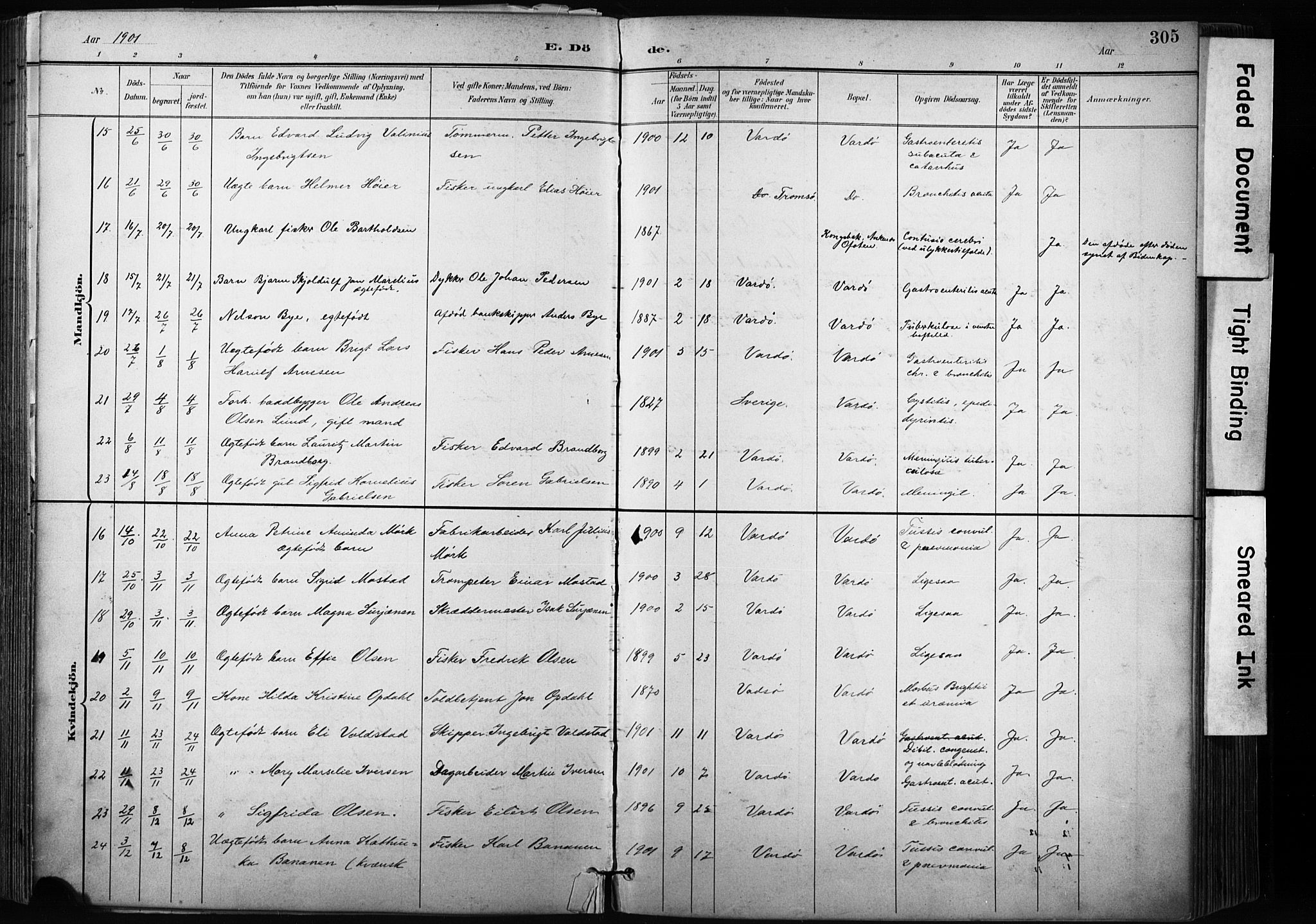 Vardø sokneprestkontor, AV/SATØ-S-1332/H/Ha/L0010kirke: Parish register (official) no. 10, 1895-1907, p. 305