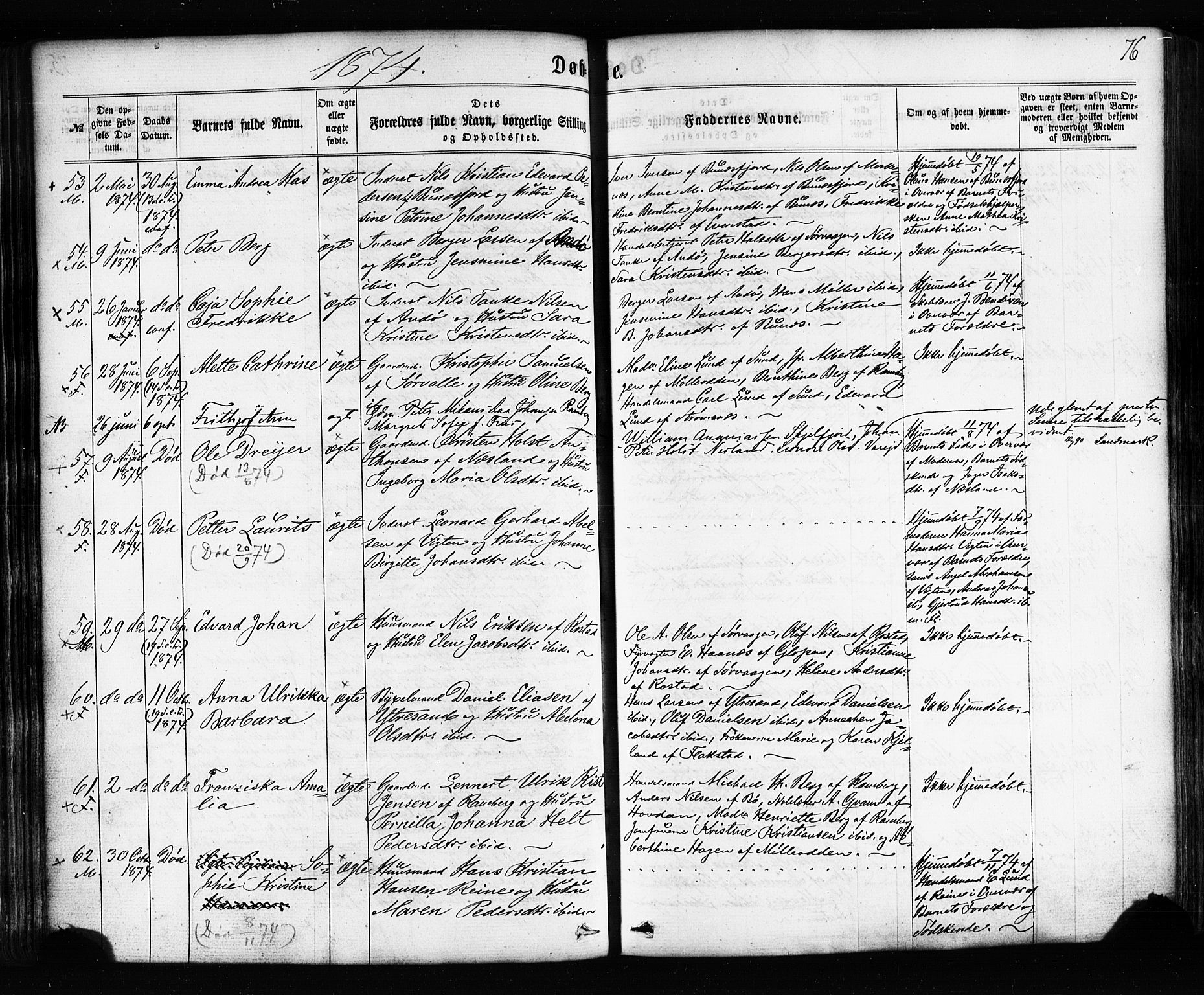 Ministerialprotokoller, klokkerbøker og fødselsregistre - Nordland, SAT/A-1459/885/L1203: Parish register (official) no. 885A04, 1859-1877, p. 76