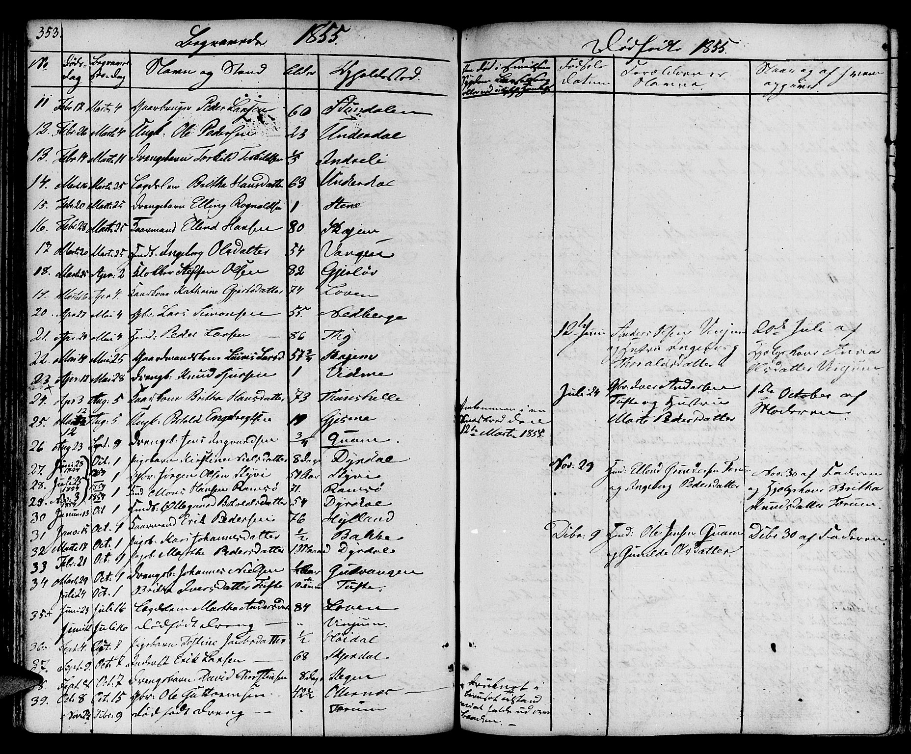 Aurland sokneprestembete, SAB/A-99937/H/Ha/Haa/L0006: Parish register (official) no. A 6, 1821-1859, p. 353