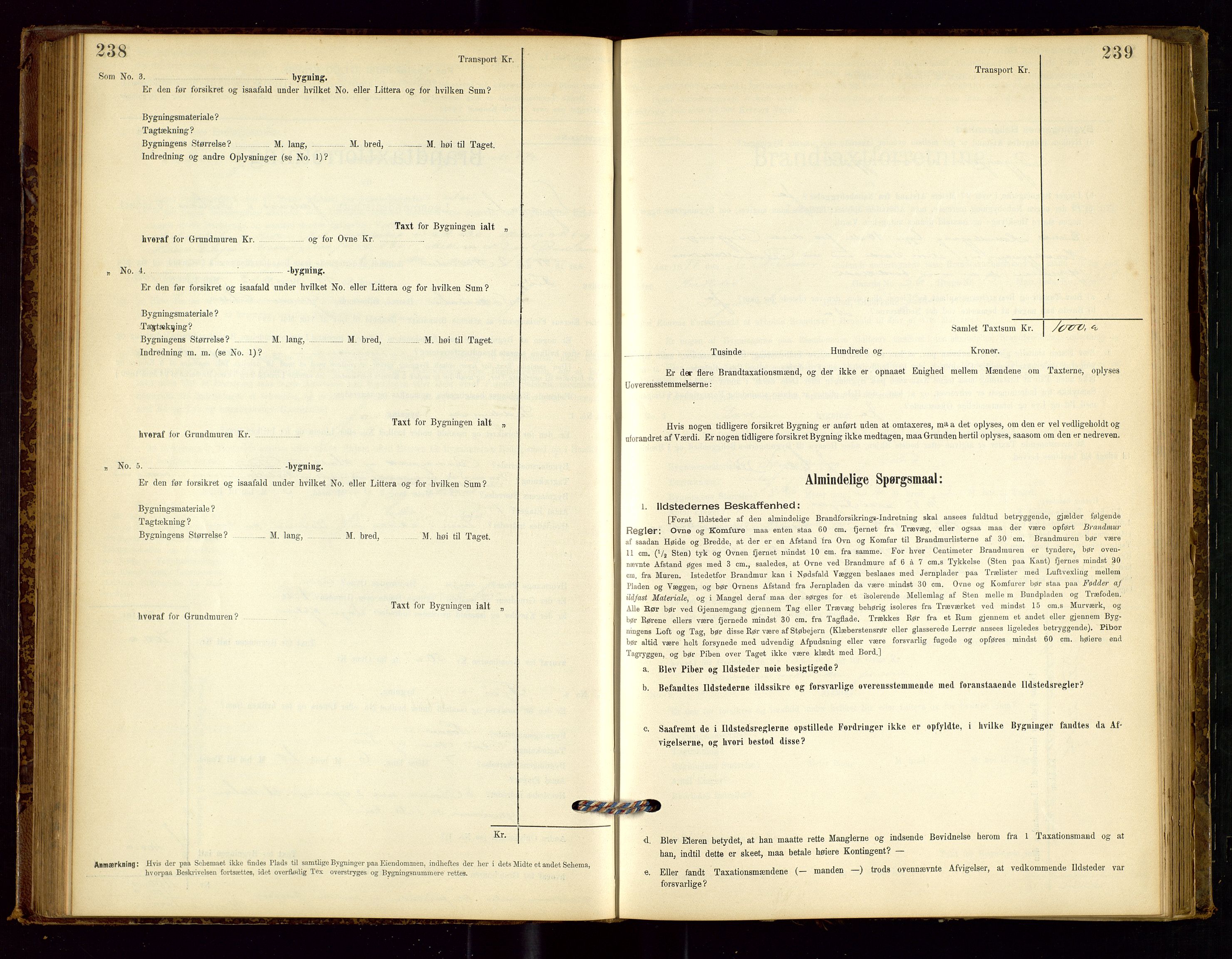 Sokndal lensmannskontor, SAST/A-100417/Gob/L0001: "Brandtaxt-Protokol", 1895-1902, p. 238-239
