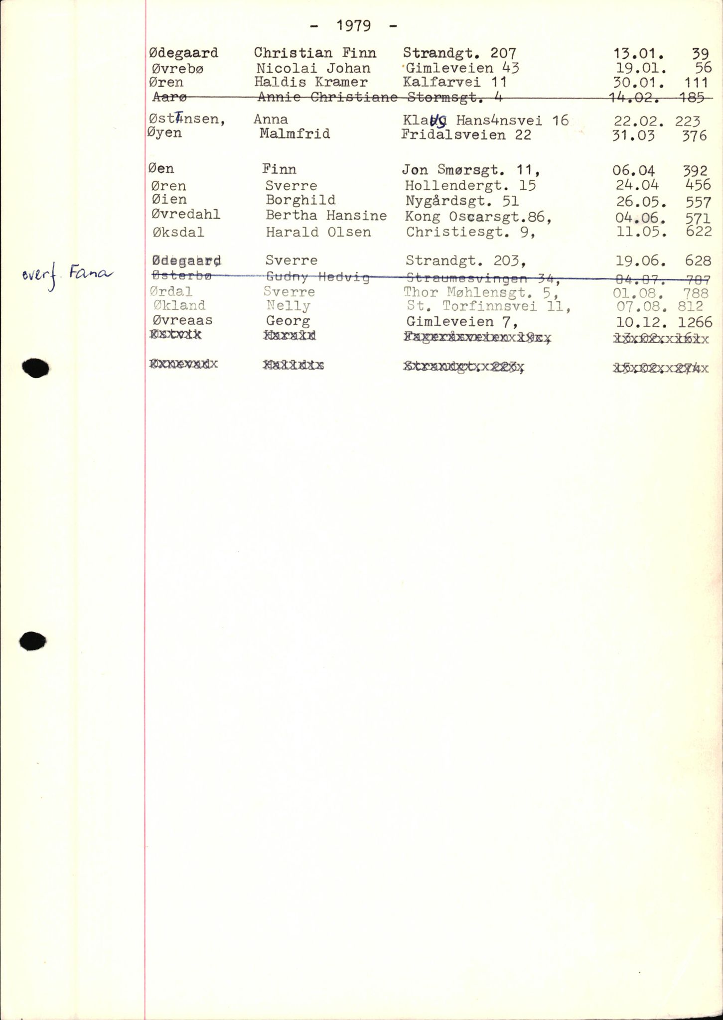 Byfogd og Byskriver i Bergen, SAB/A-3401/06/06Nb/L0019: Register til dødsfalljournaler, 1979, p. 39