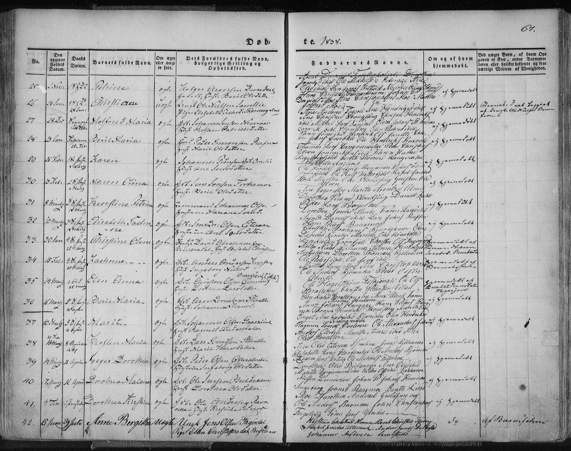 Ministerialprotokoller, klokkerbøker og fødselsregistre - Nordland, AV/SAT-A-1459/827/L0390: Parish register (official) no. 827A02, 1826-1841, p. 67