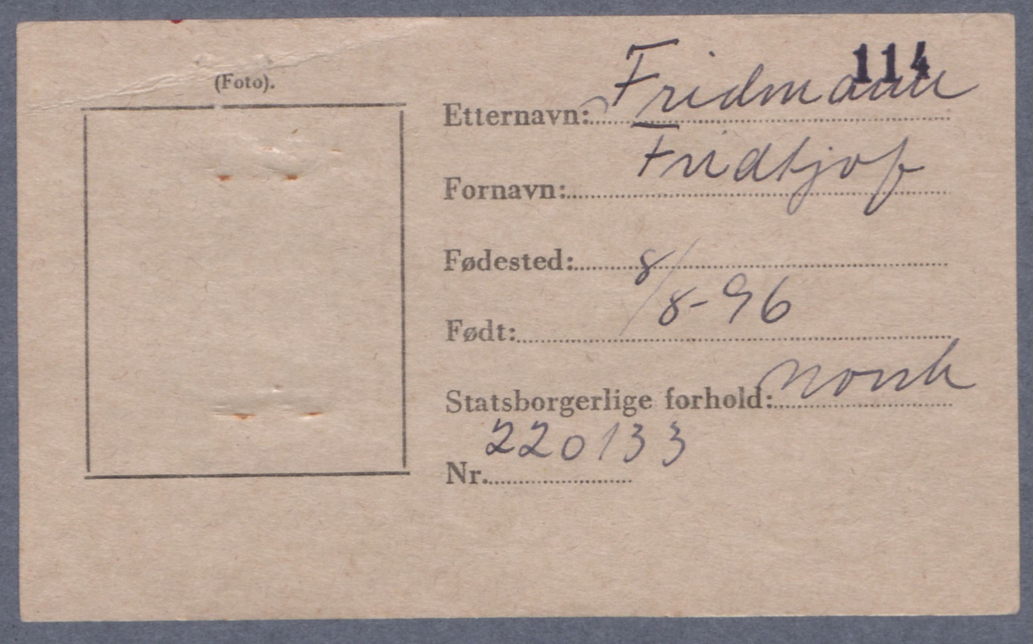 Sosialdepartementet, Våre Falne, AV/RA-S-1708/E/Ee/L0021A: Fotografier av jøder på legitimasjonskort (1941-42), 1941-1942, p. 125