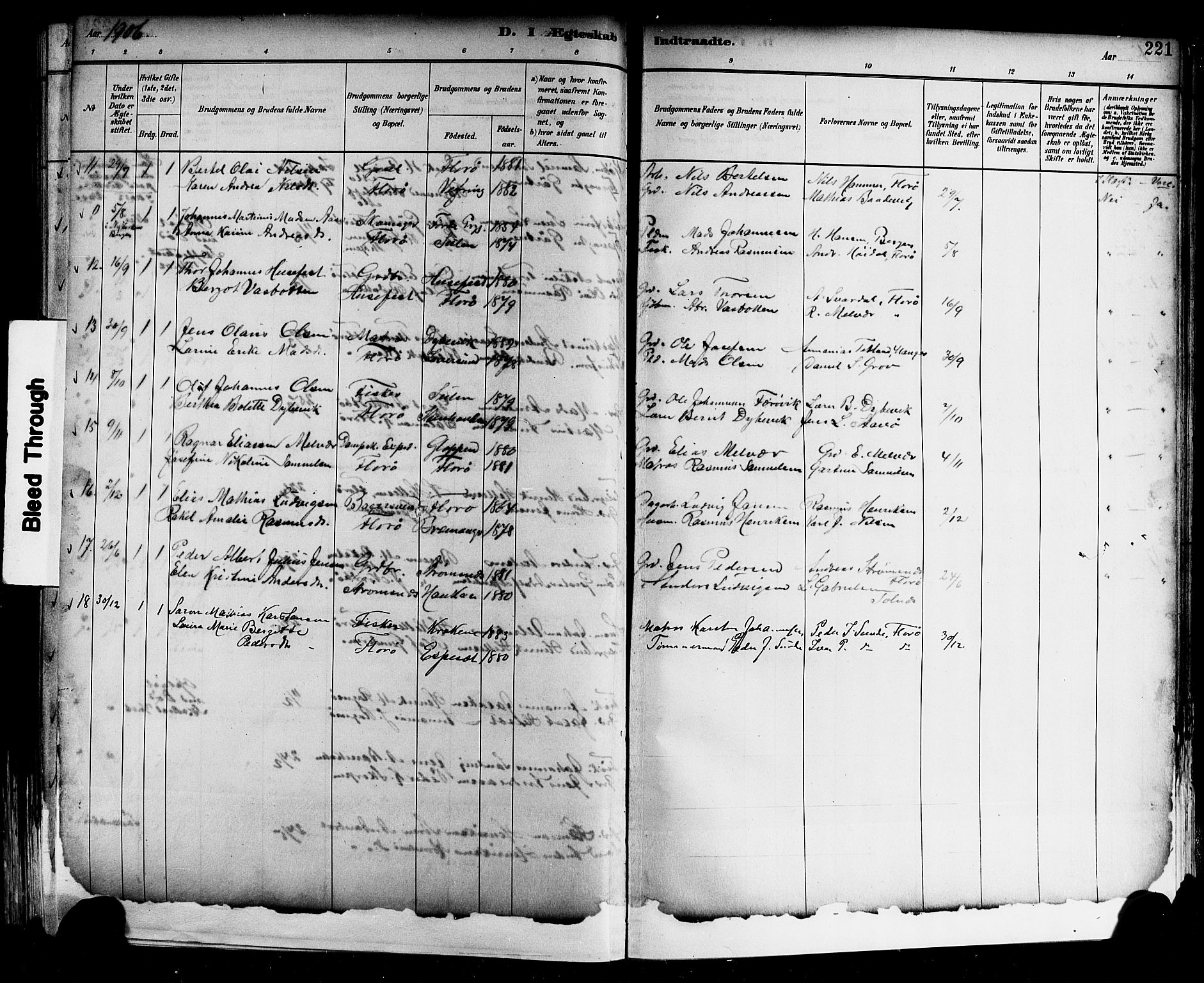 Kinn sokneprestembete, SAB/A-80801/H/Hab/Haba/L0002: Parish register (copy) no. A 2, 1882-1906, p. 221