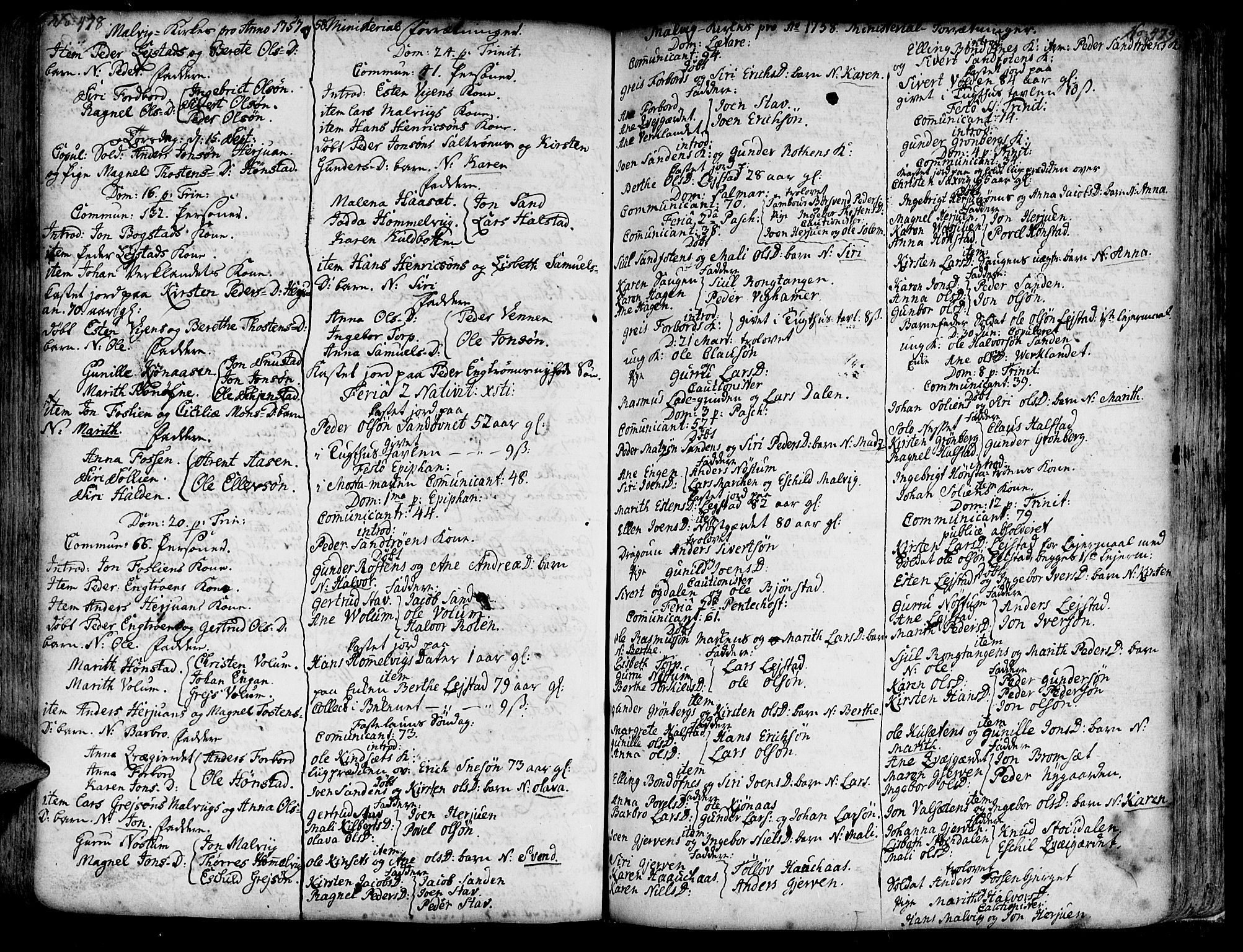 Ministerialprotokoller, klokkerbøker og fødselsregistre - Sør-Trøndelag, SAT/A-1456/606/L0277: Parish register (official) no. 606A01 /3, 1727-1780, p. 478-479