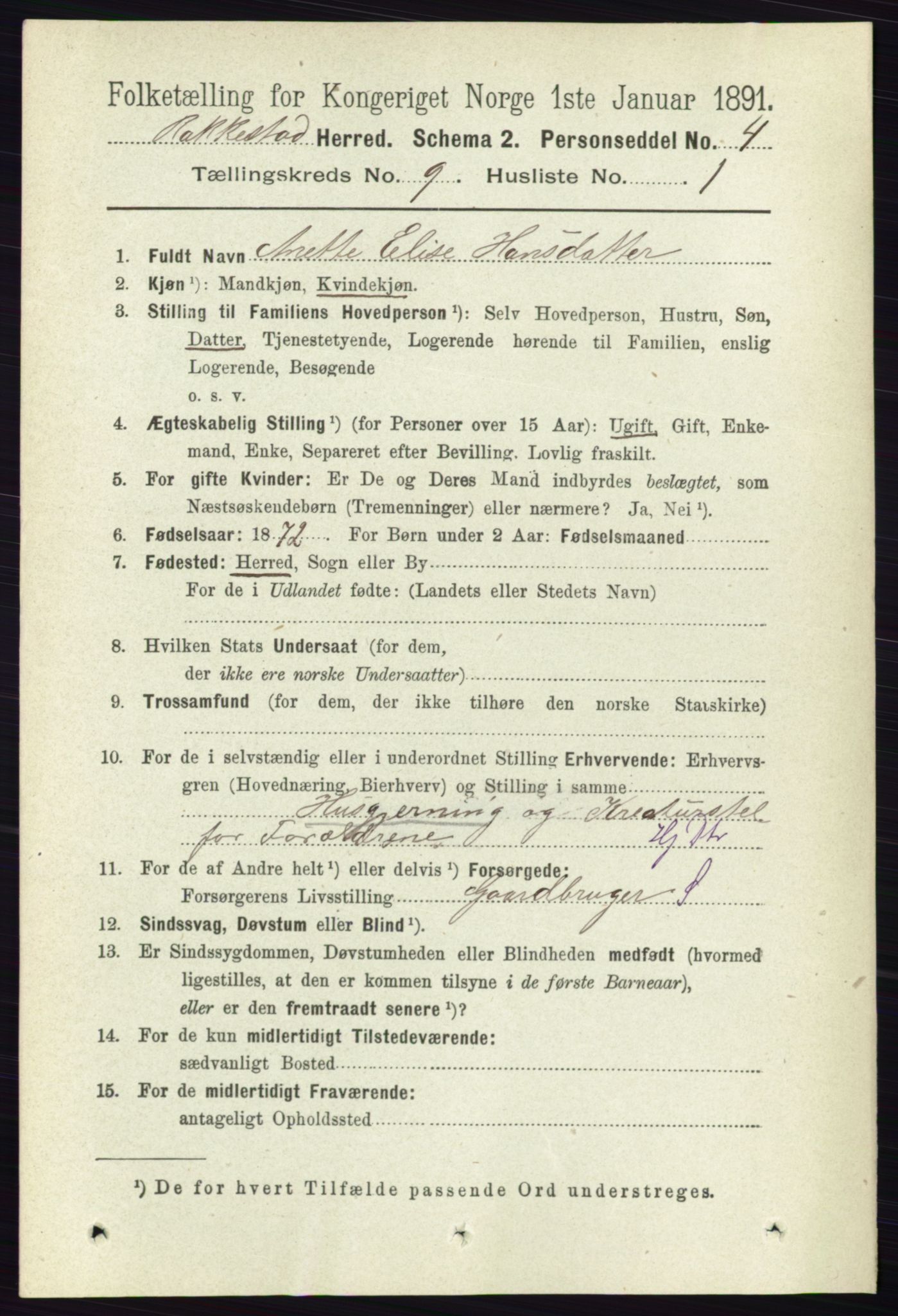 RA, 1891 census for 0128 Rakkestad, 1891, p. 4097